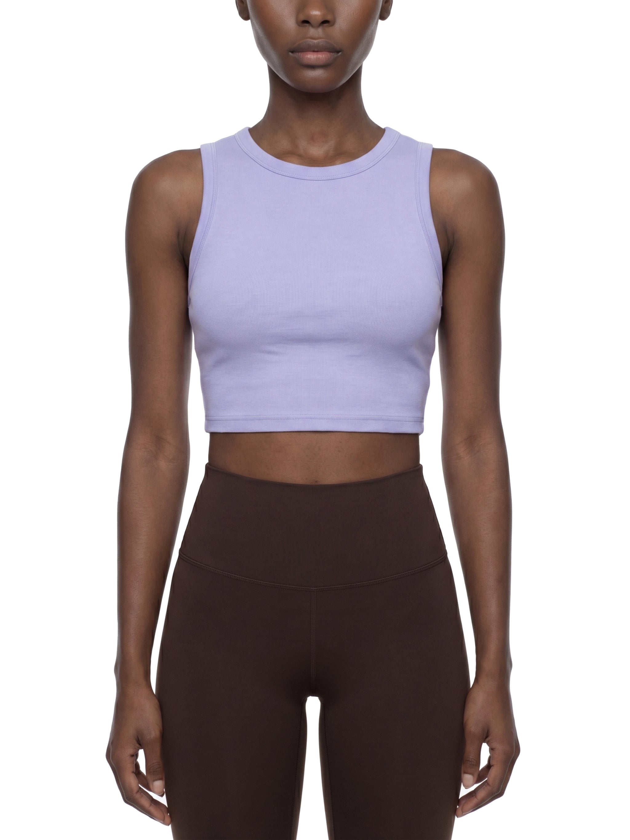 Women's Tight Crew Neck Crop Tank Top – Slim Fit Essential Sleeveless Top