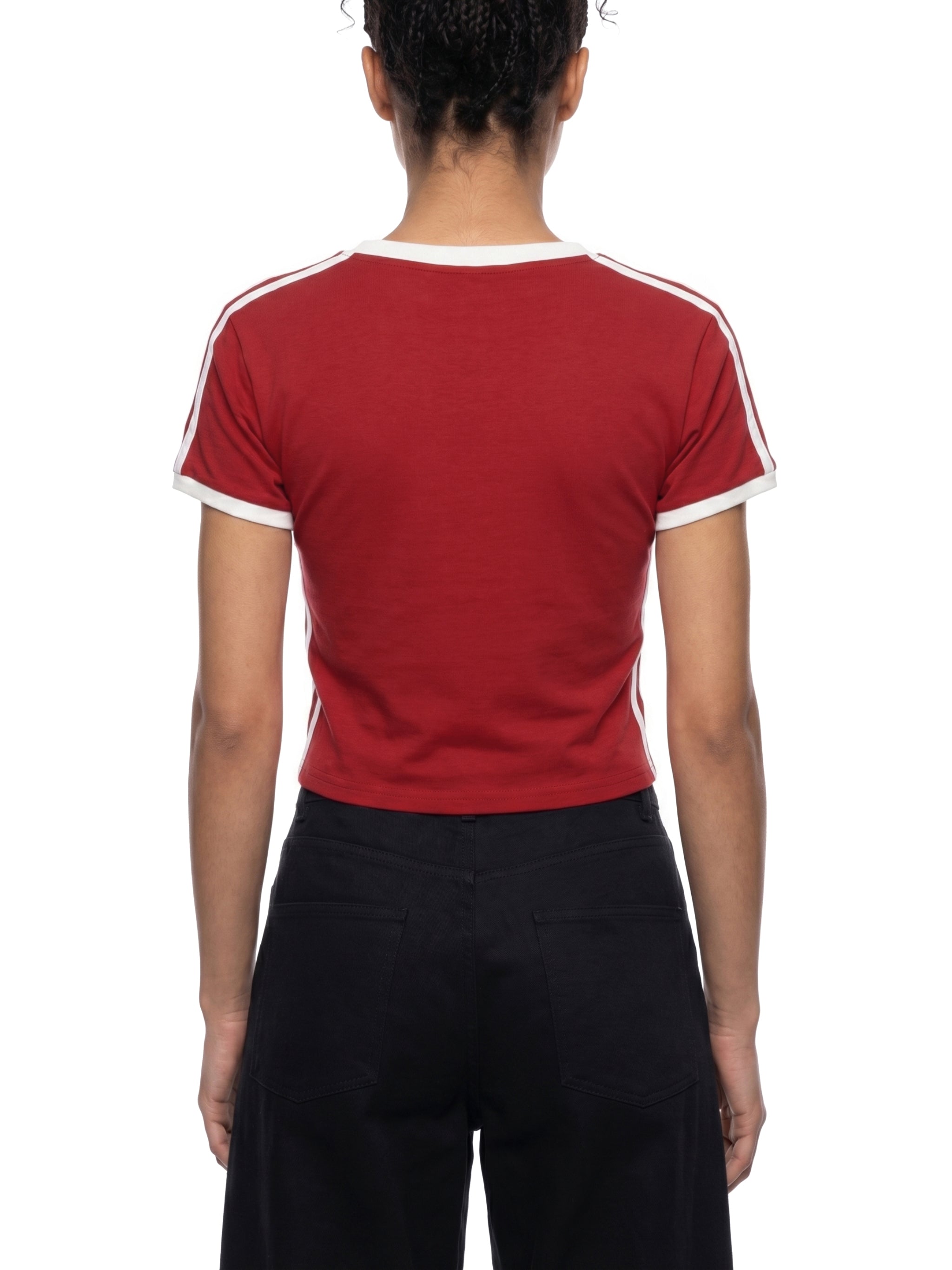 Women's Retro Binding V-Neck Crop T-Shirt – Slim Fit Vintage Crop Top
