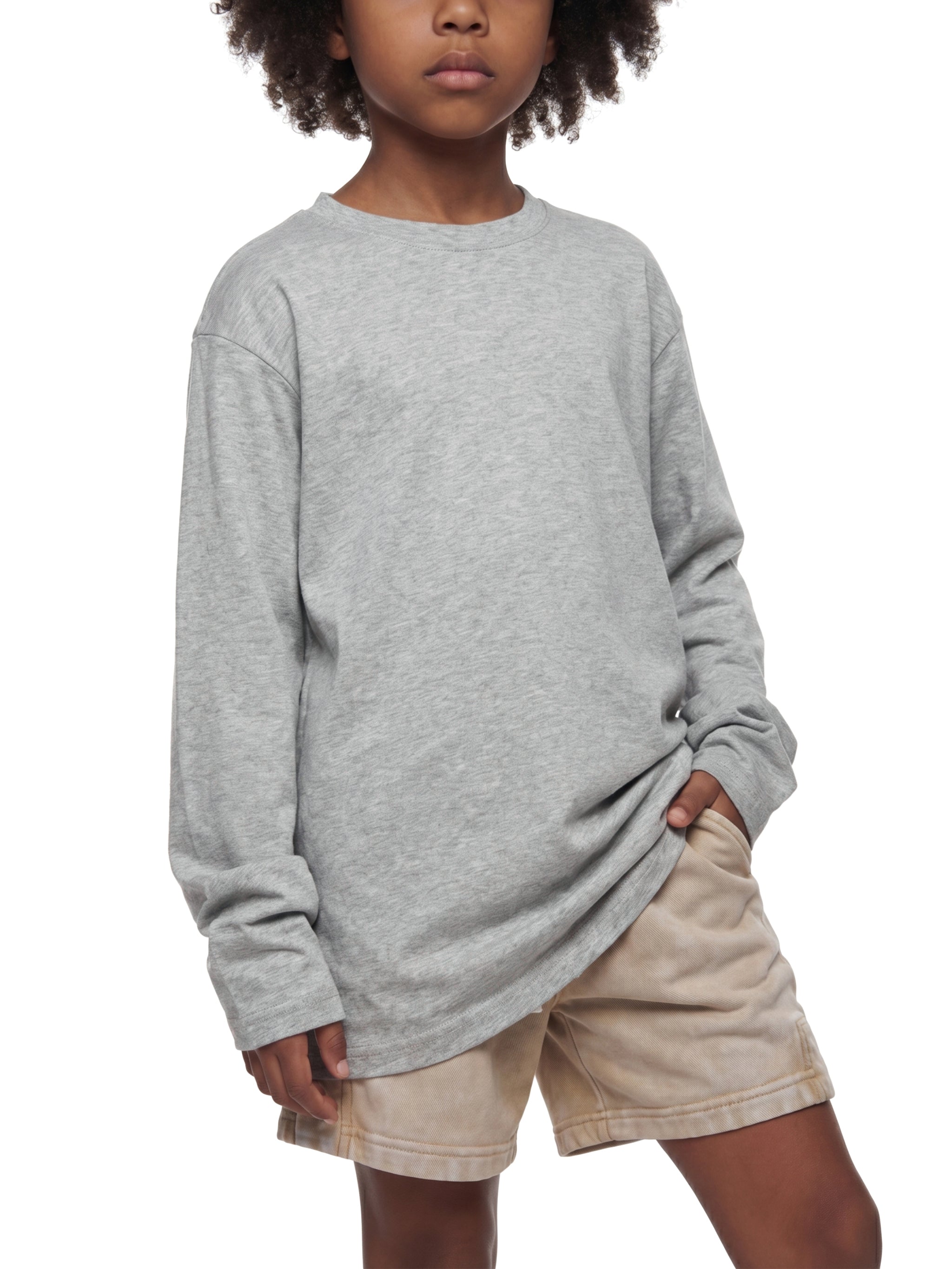 Kids' Drop Shoulder Long Sleeve T-Shirt – Oversized Cotton Casual Tee