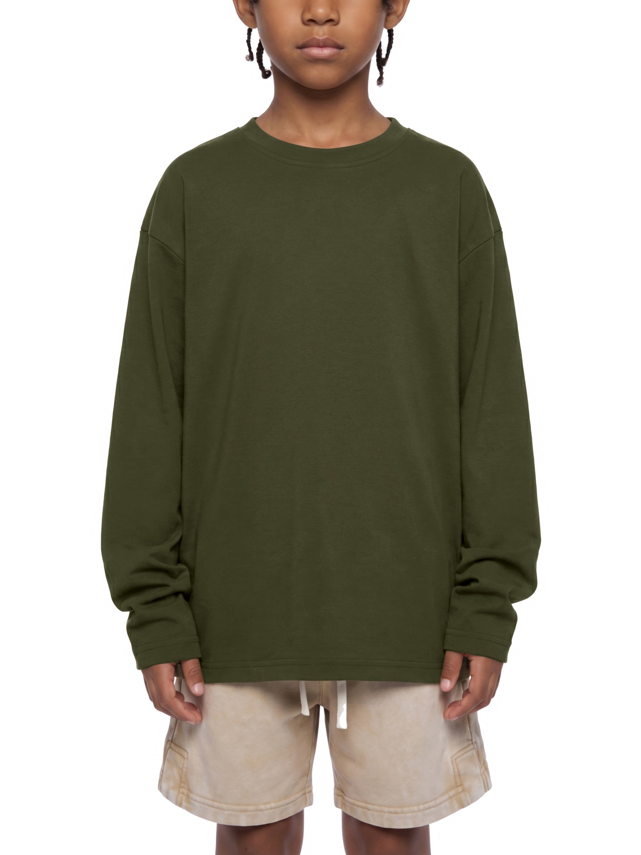 Kids' Drop Shoulder Long Sleeve T-Shirt – Oversized Cotton Casual Tee