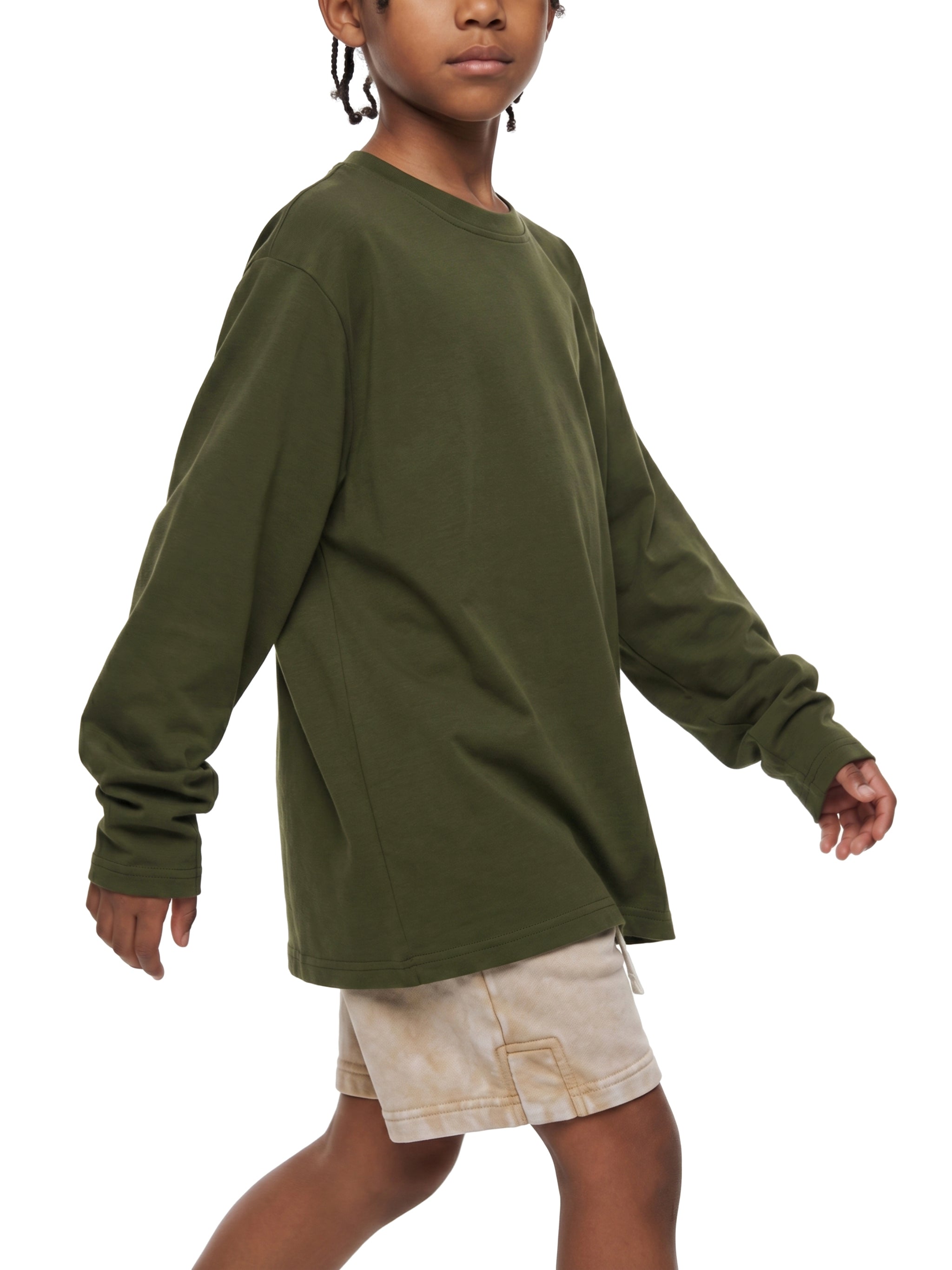 Kids' Drop Shoulder Long Sleeve T-Shirt – Oversized Cotton Casual Tee