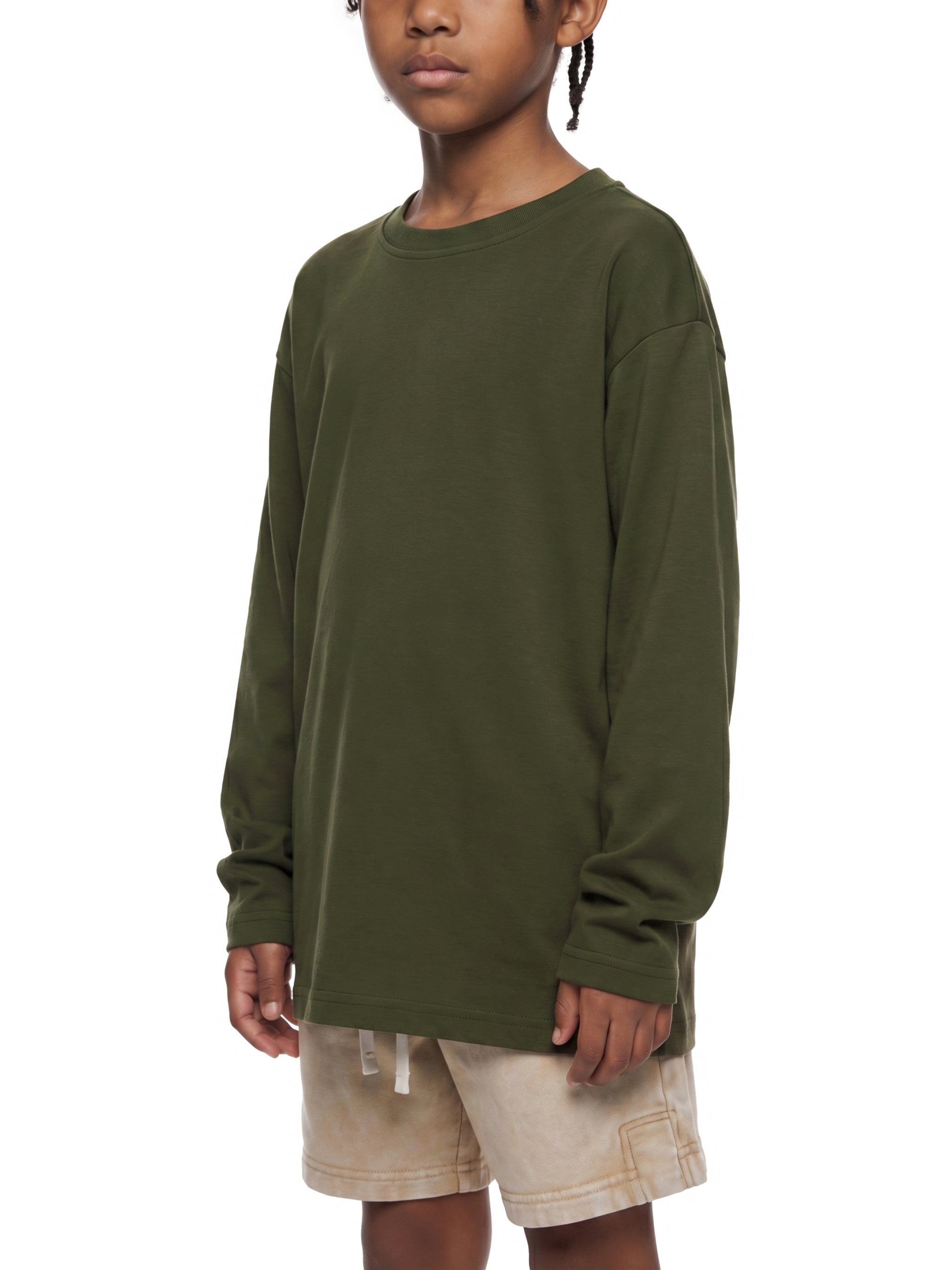 Kids' Drop Shoulder Long Sleeve T-Shirt – Oversized Cotton Casual Tee