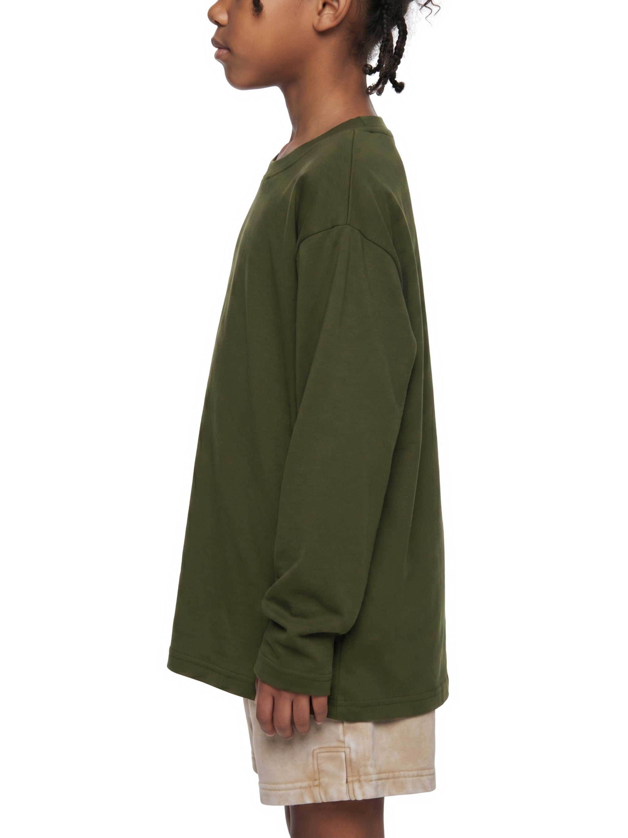 Kids' Drop Shoulder Long Sleeve T-Shirt – Oversized Cotton Casual Tee