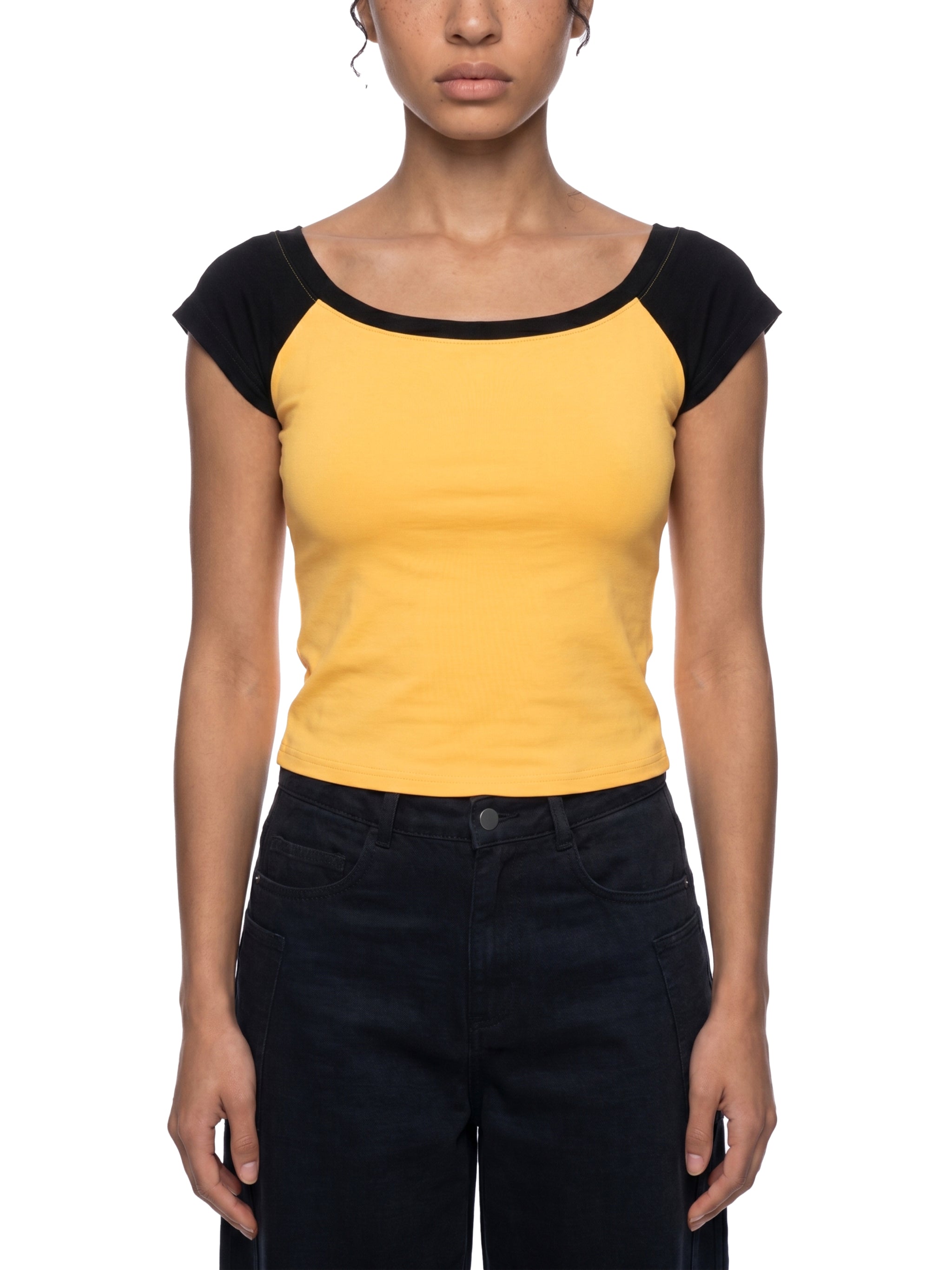 Women's Off-the-Shoulder Crop T-Shirt – Slim Fit Casual Fashion Top