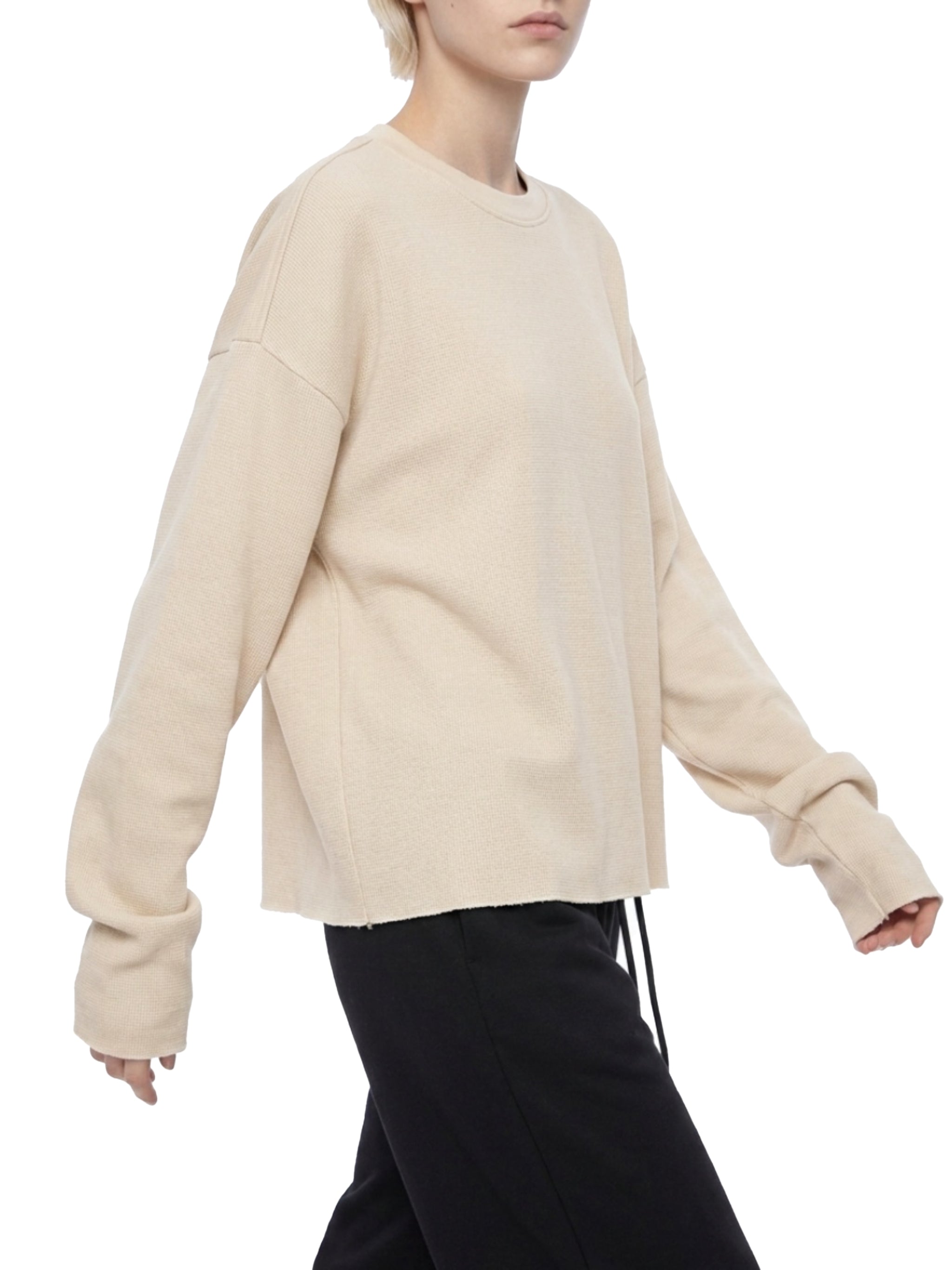 Unisex Vintage Wash Boxy Waffle Raw Edge T-Shirt – Oversized Premium Streetwear Tee