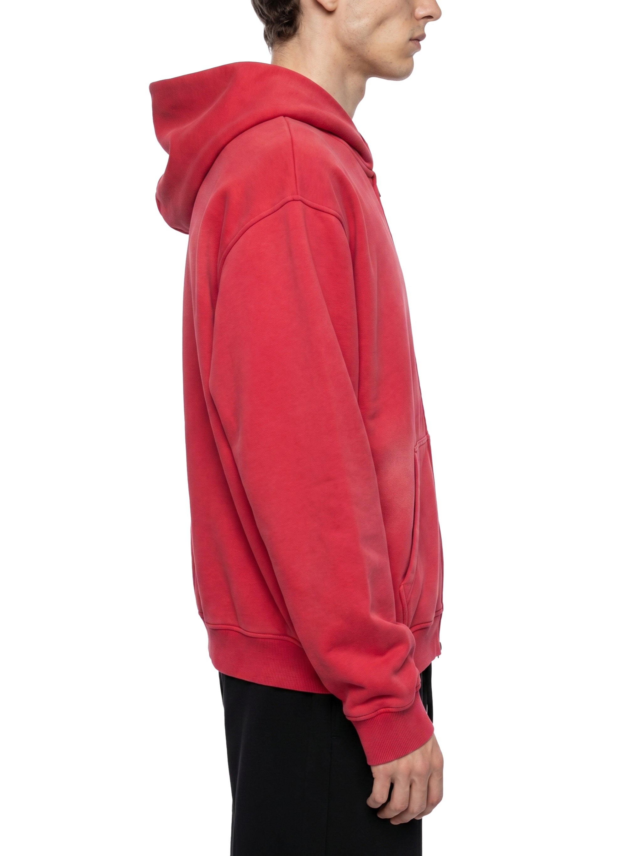 Unisex Vintage Sunfade Two-Way Zip Boxy Fleece Hoodie – Oversized Heavyweight Hoodie