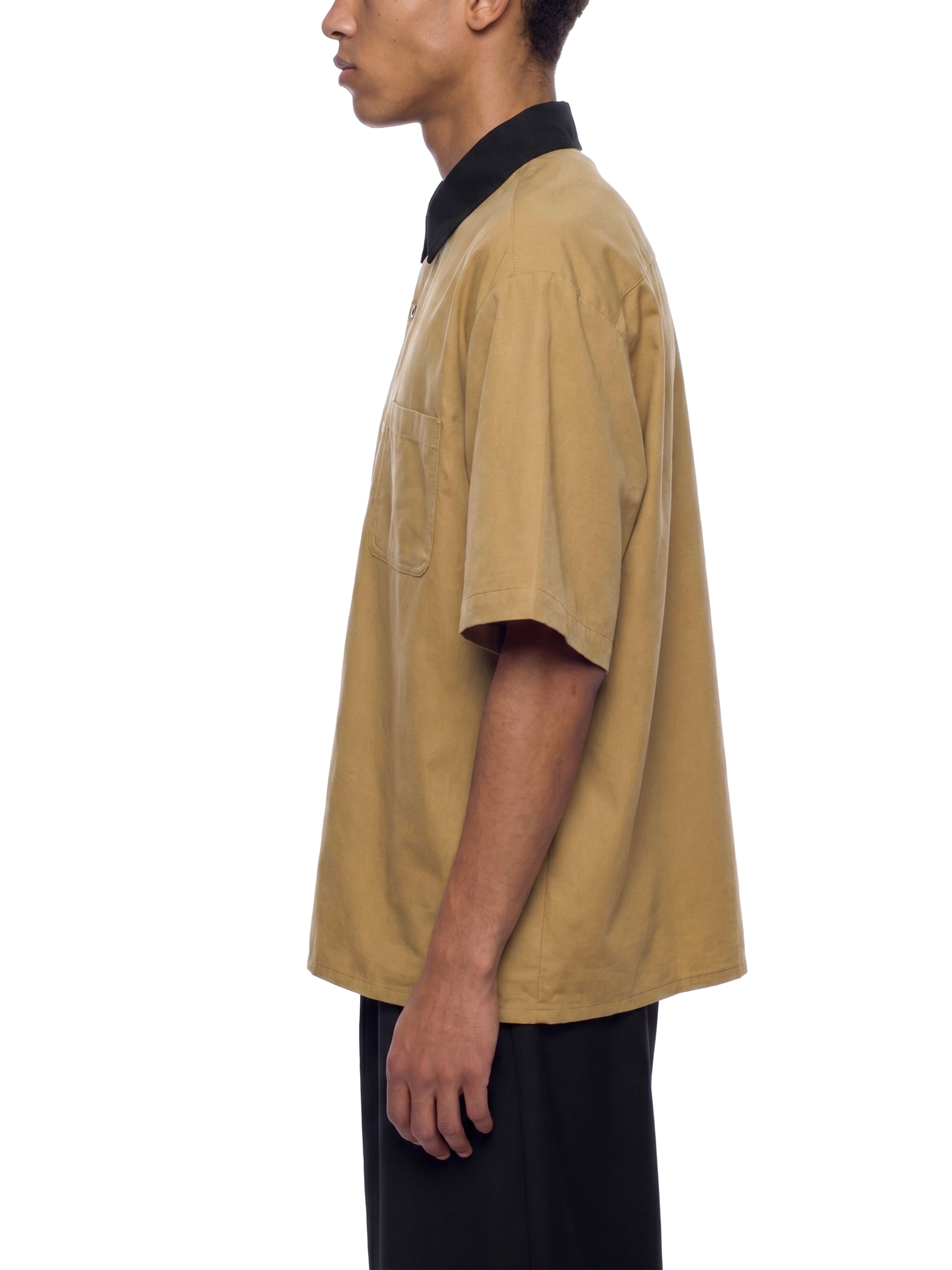 Unisex Color Block Short Sleeve Shirt – Relaxed Fit Casual Button-Up