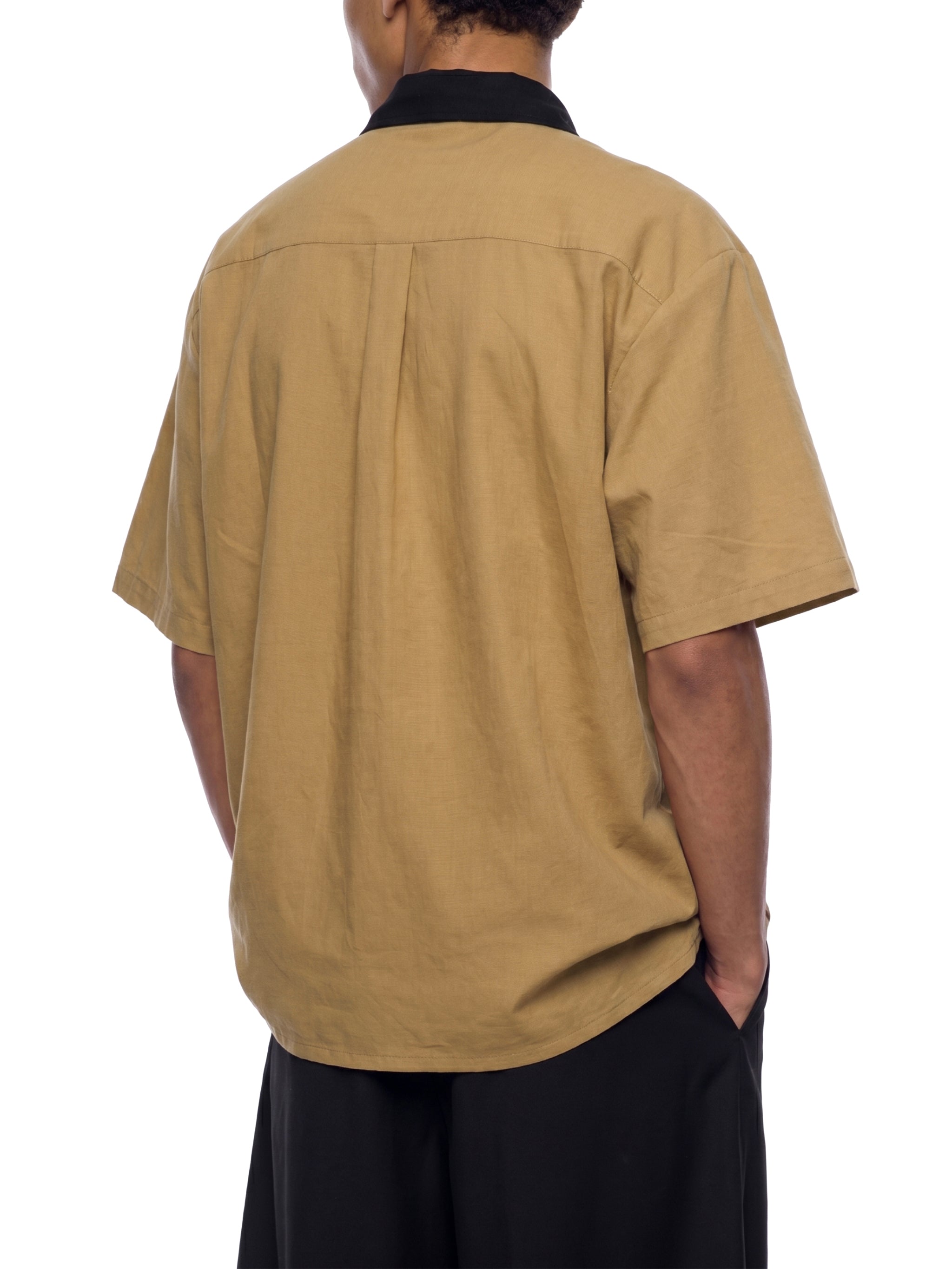 Unisex Color Block Short Sleeve Shirt – Relaxed Fit Casual Button-Up
