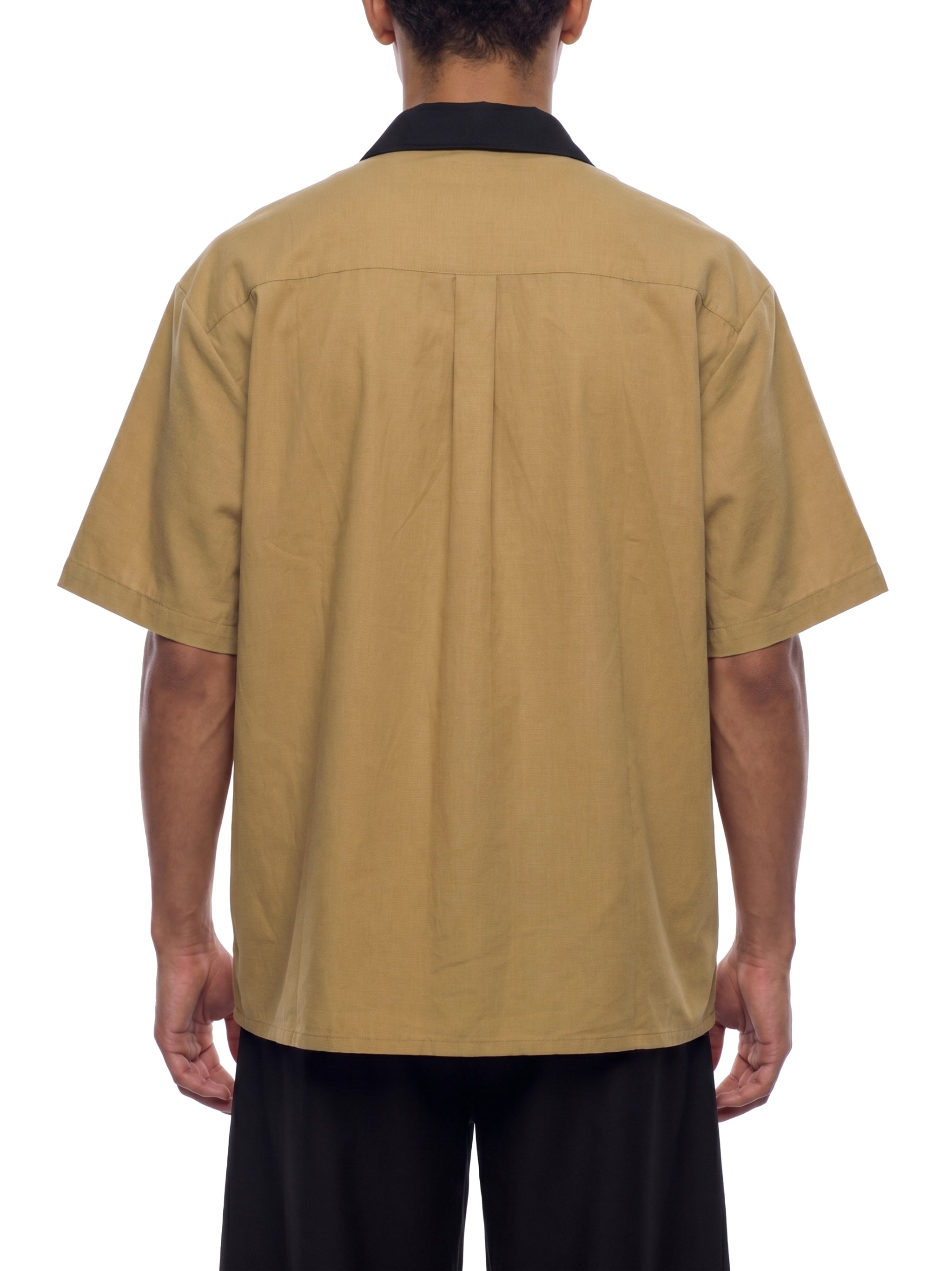 Unisex Color Block Short Sleeve Shirt – Relaxed Fit Casual Button-Up