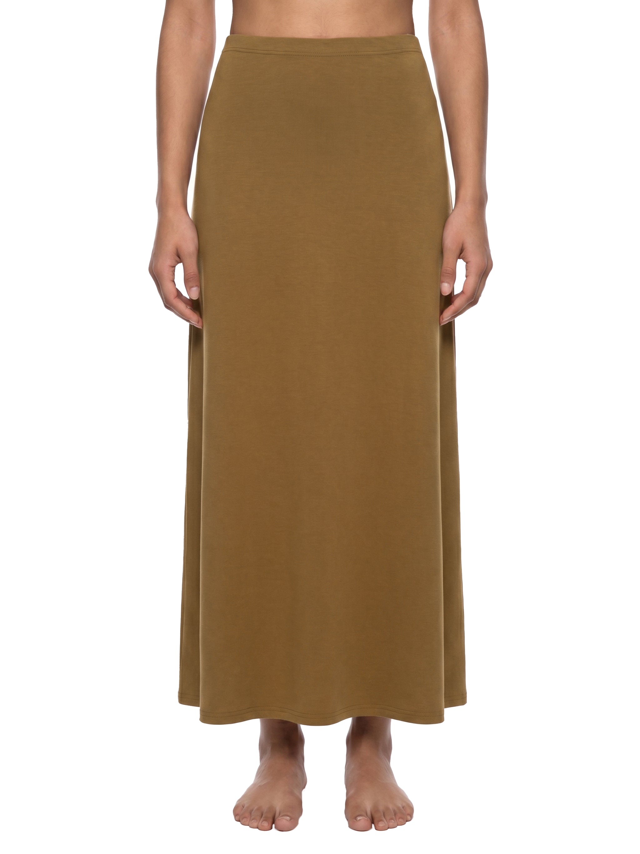 Women's Solid Color Knit Maxi Skirt – High-Waisted Stretch Casual Skirt