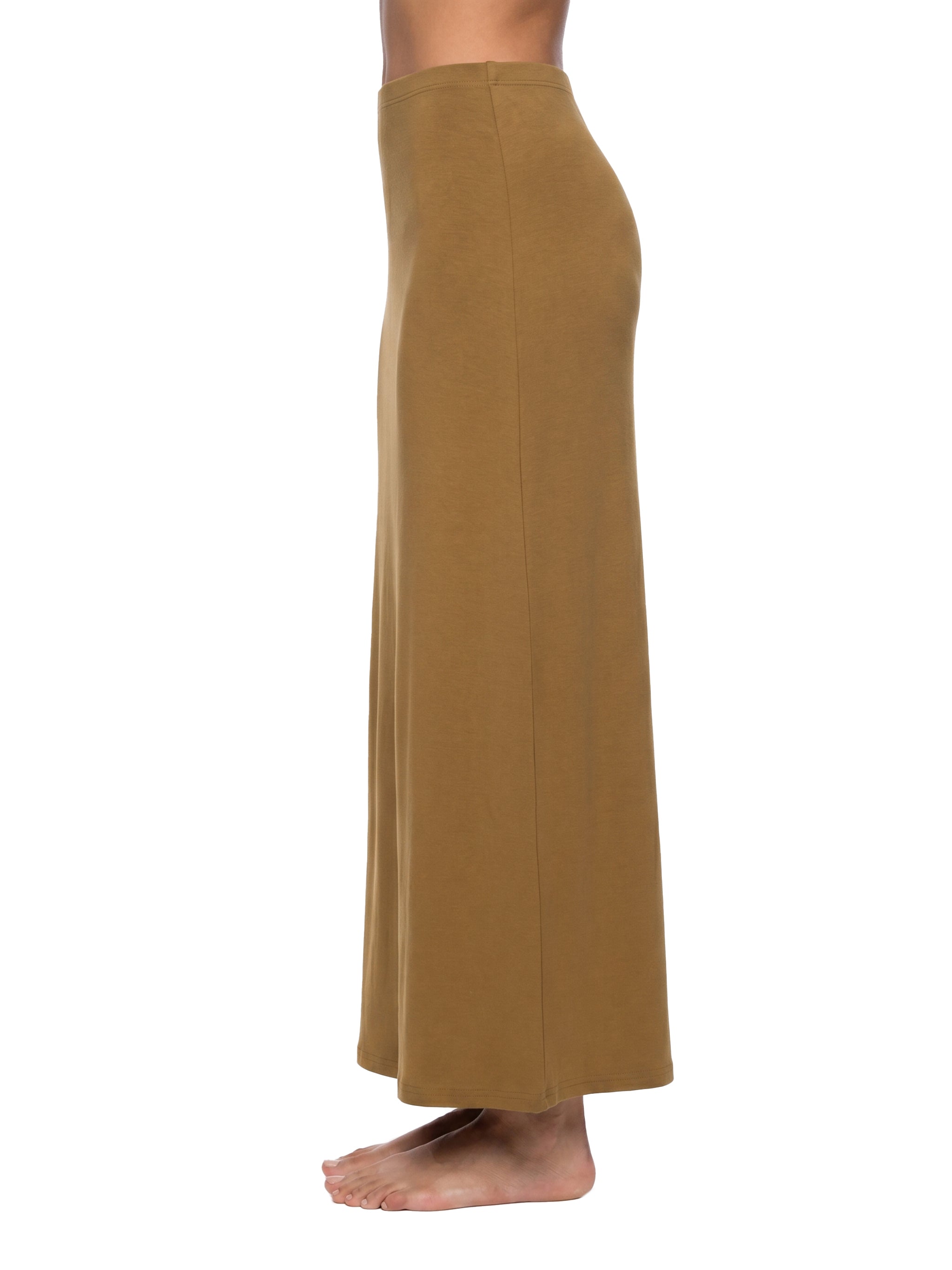 Women's Solid Color Knit Maxi Skirt – High-Waisted Stretch Casual Skirt