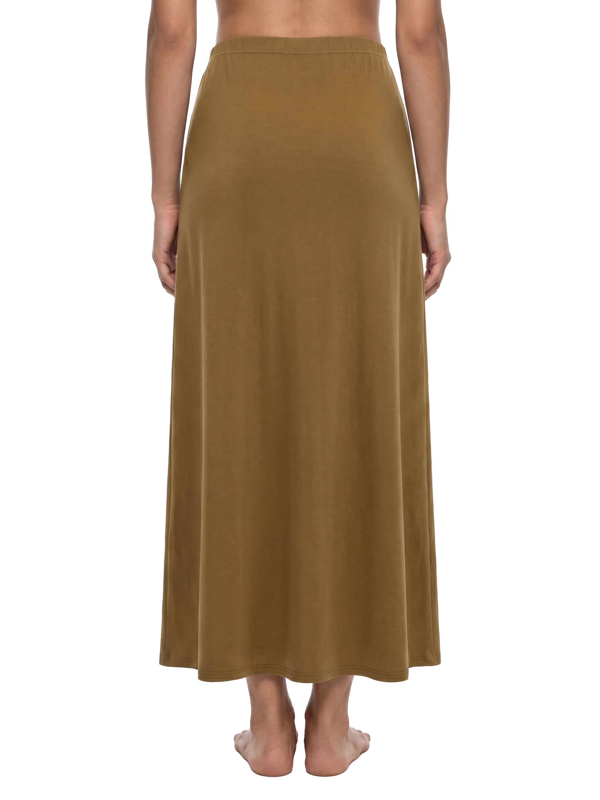 Women's Solid Color Knit Maxi Skirt – High-Waisted Stretch Casual Skirt