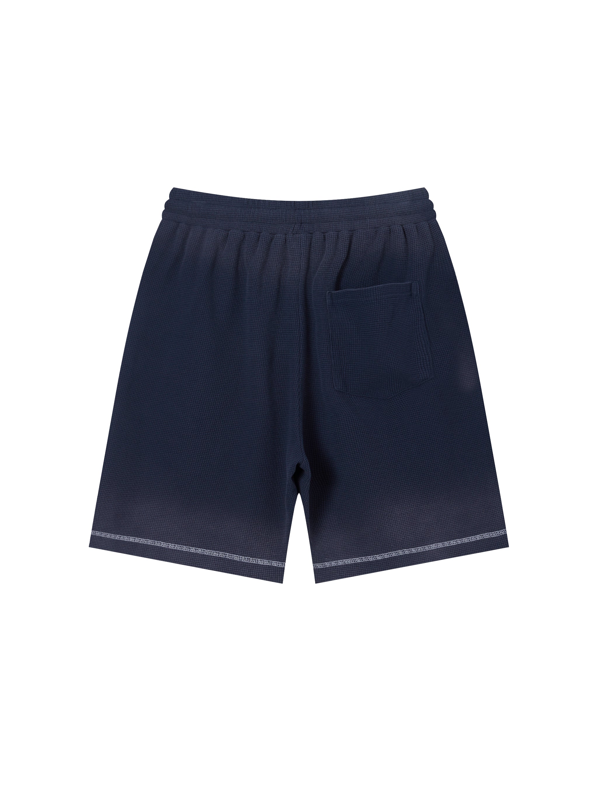 Unisex Vintage Sunfade Waffle Raw Hem Shorts – Oversized Streetwear Lounge Shorts
