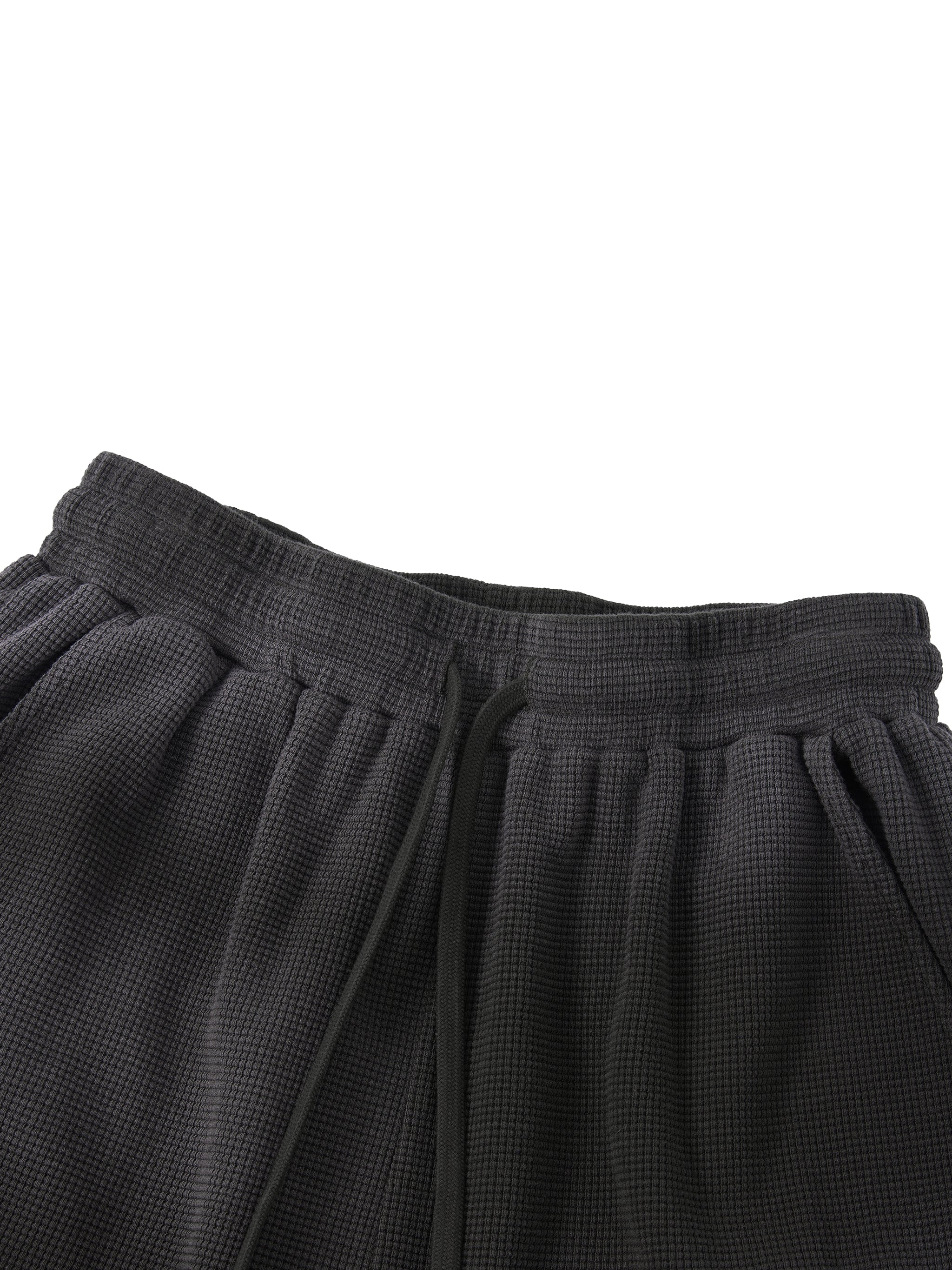 Unisex Vintage Sunfade Waffle Raw Hem Shorts – Oversized Streetwear Lounge Shorts