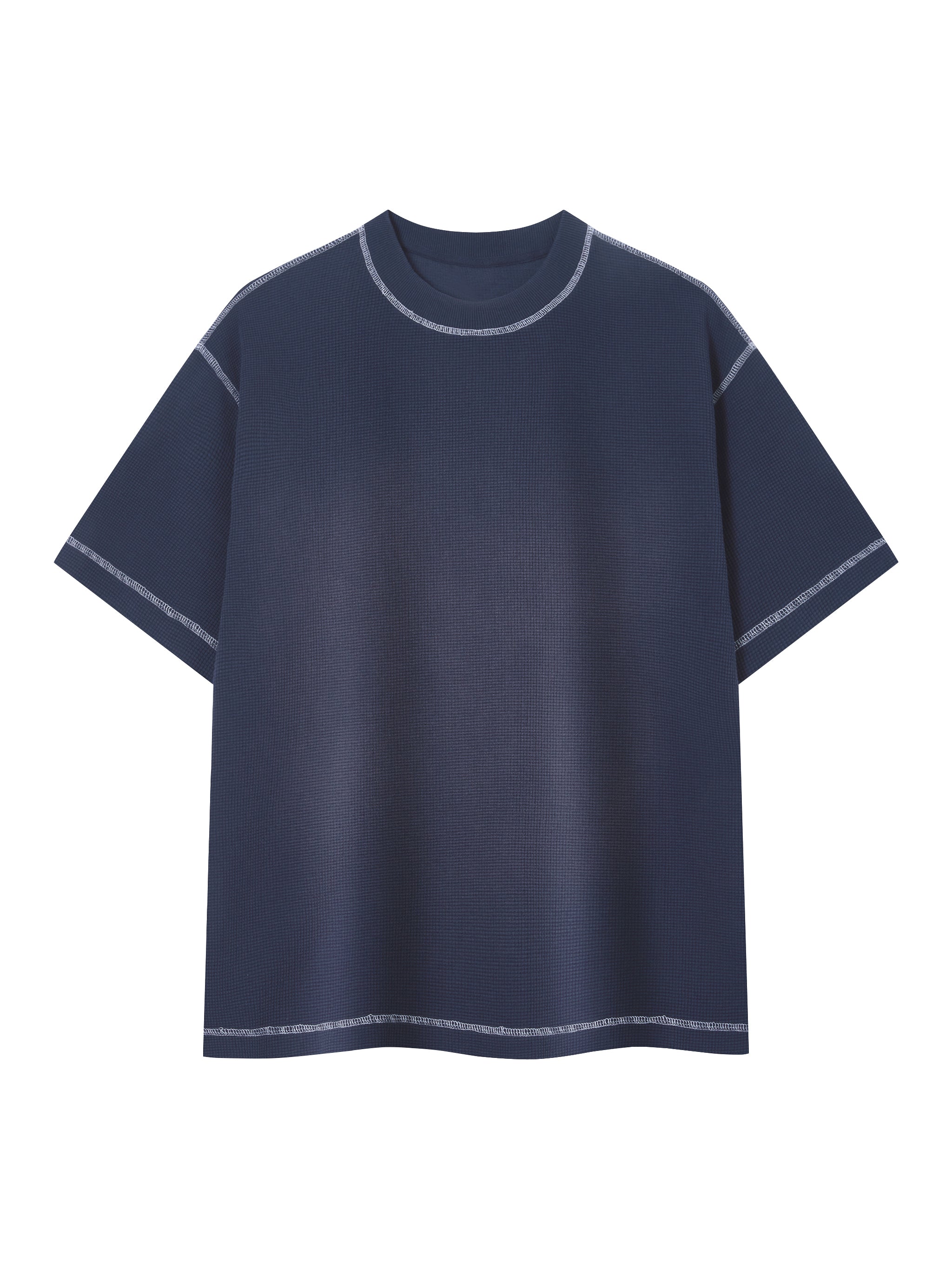 Unisex Vintage Sunfade Waffle Knit Boxy T-Shirt – Oversized Streetwear Tee
