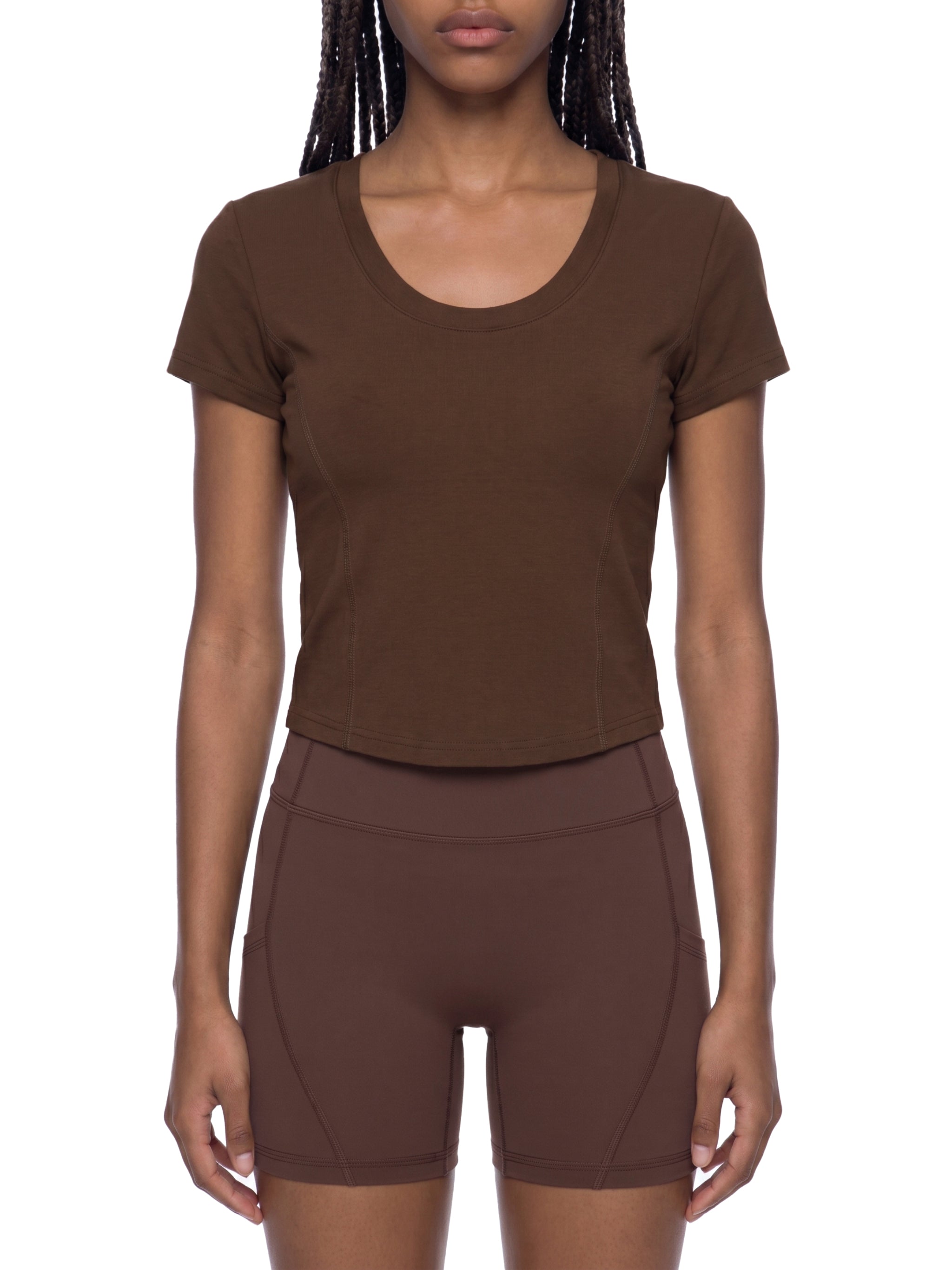 Women's Paneled Crop T-Shirt – Slim Fit Casual Streetwear Tee
