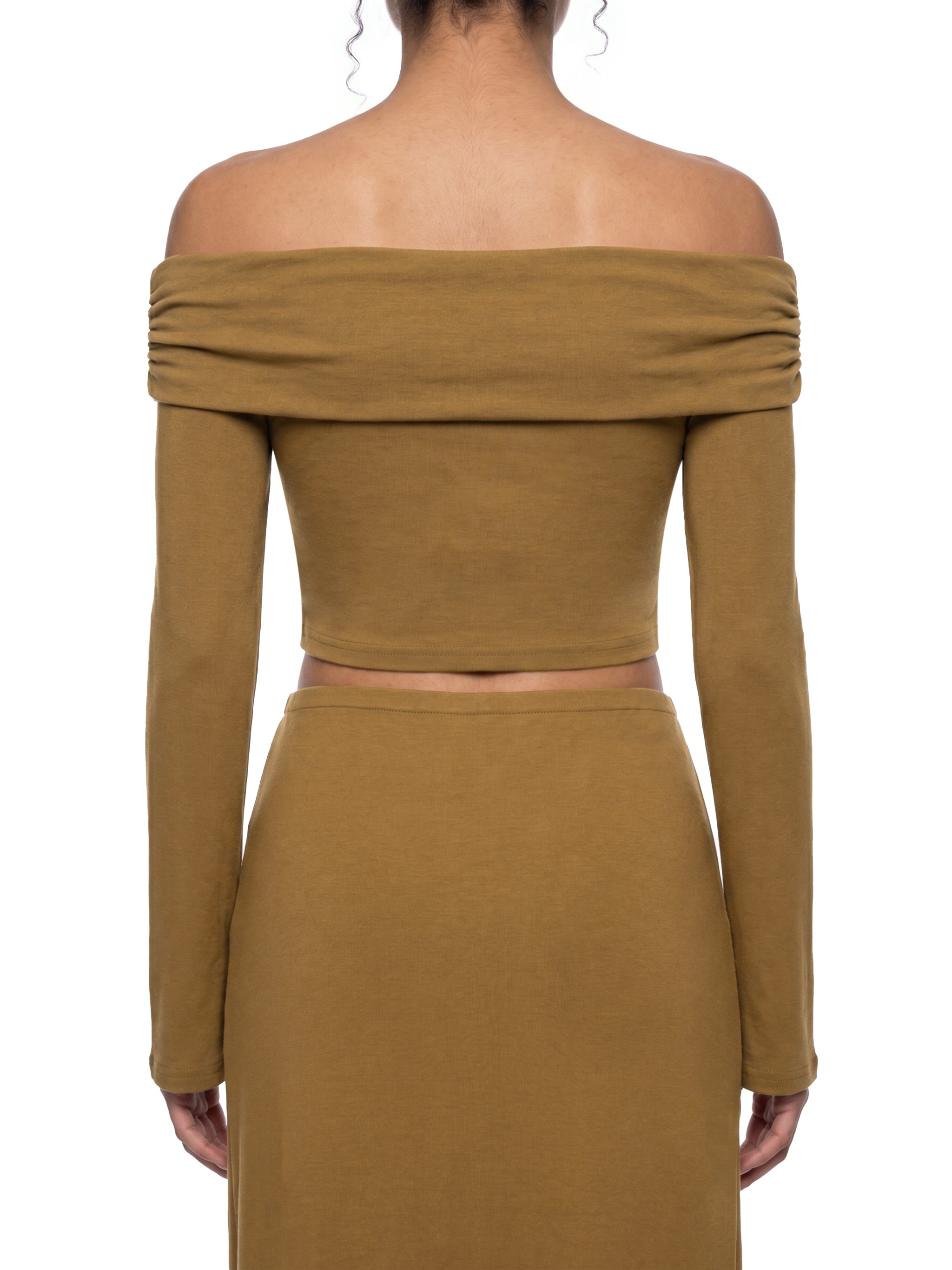 Women's Off-the-Shoulder Bell Sleeve Crop T-Shirt – Slim Fit Fashion Top