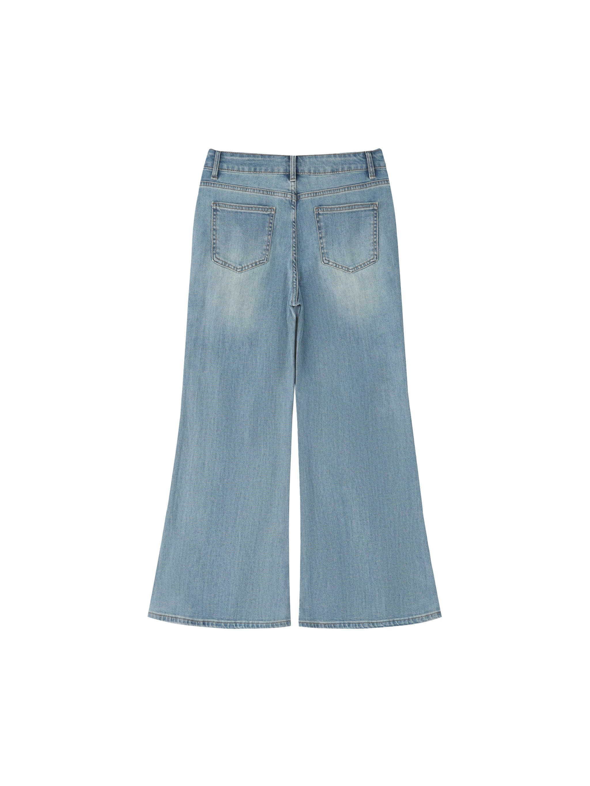Women's Vintage Wash Flared Leg Jeans – High-Waisted Stretch Denim Pants