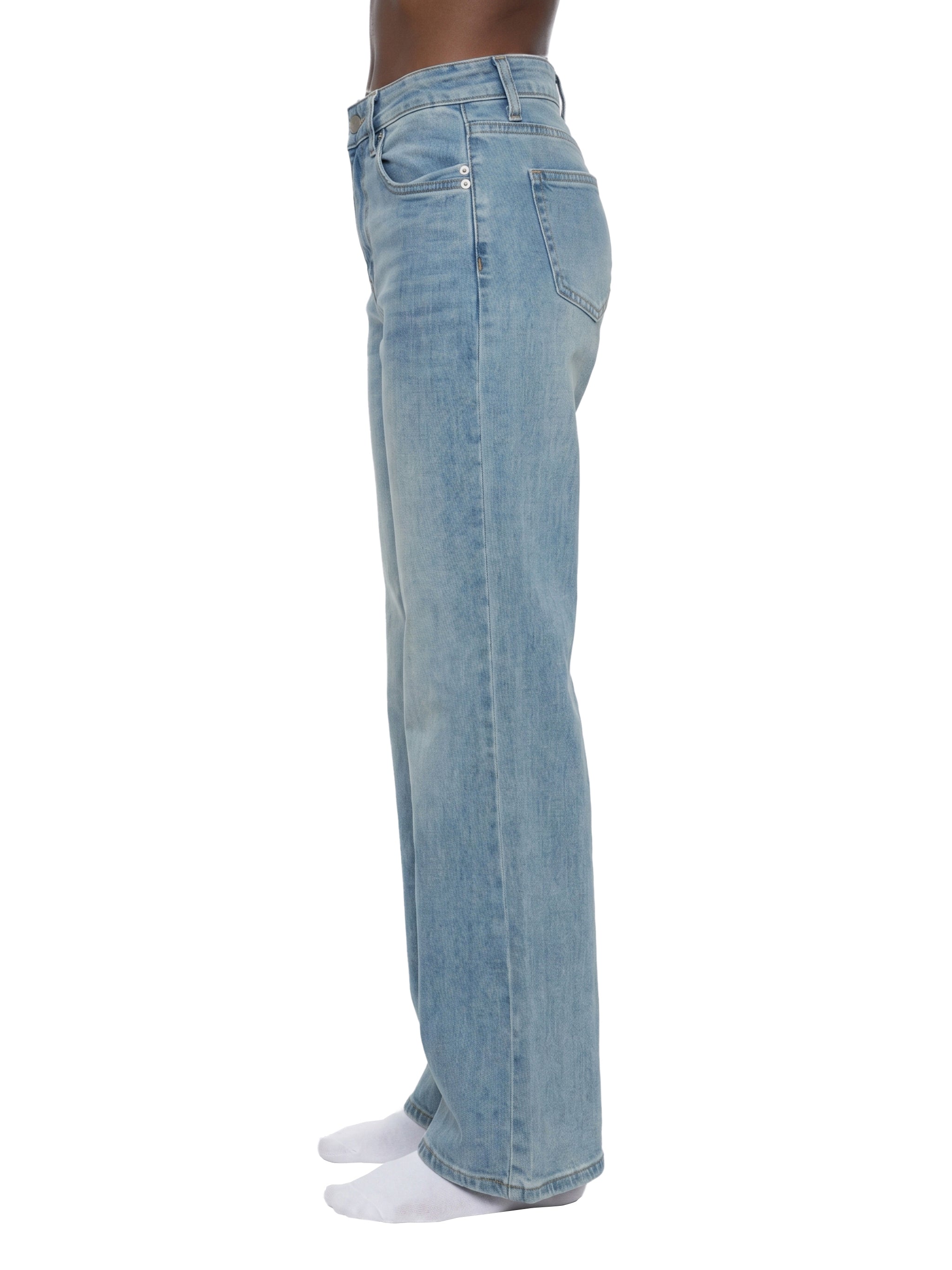 Women's Vintage Wash Flared Leg Jeans – High-Waisted Stretch Denim Pants