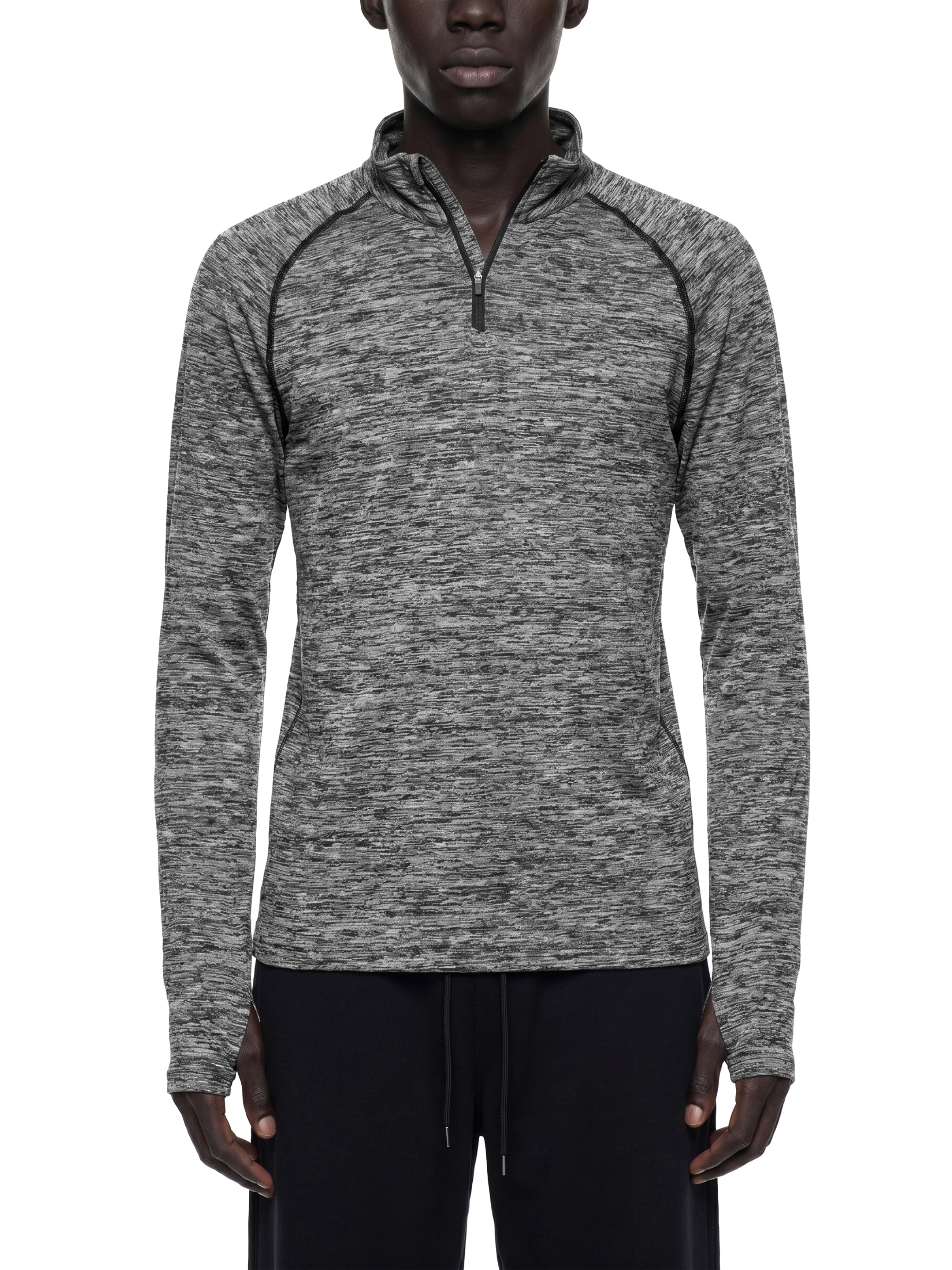 Men's Quarter-Zip Performance Long Sleeve T-Shirt – Lightweight Athletic Training Top