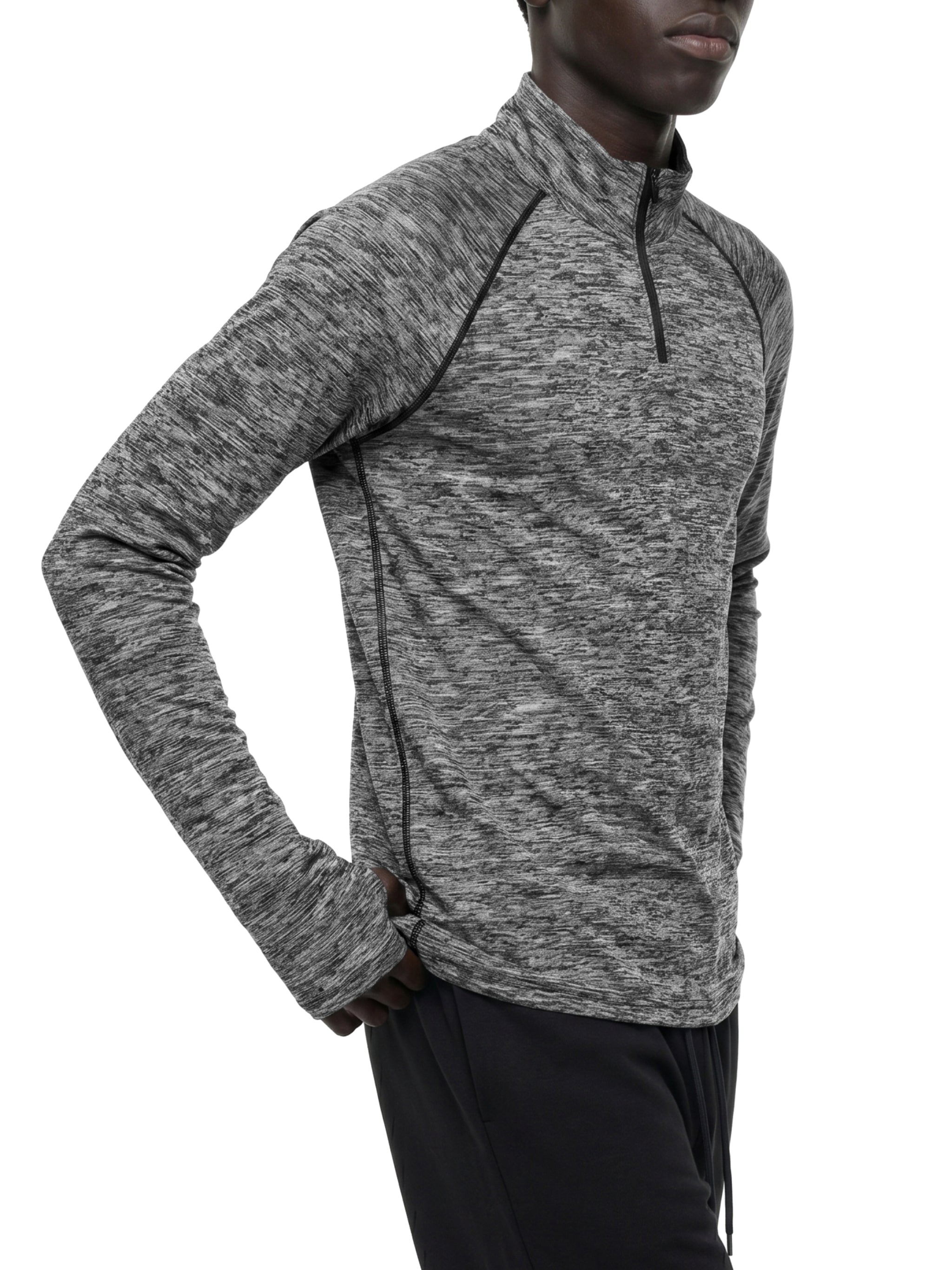 Men's Quarter-Zip Performance Long Sleeve T-Shirt – Lightweight Athletic Training Top