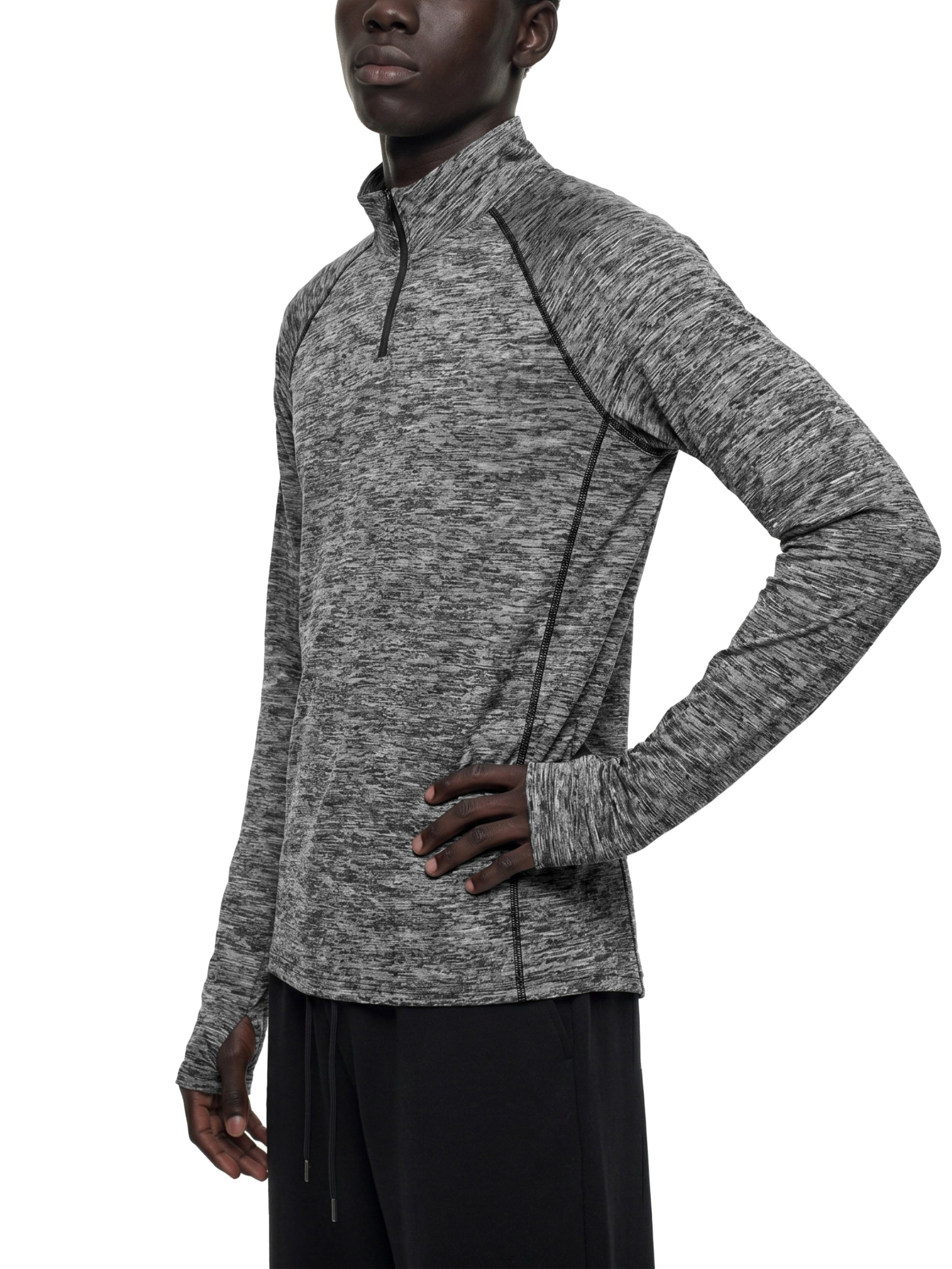 Men's Quarter-Zip Performance Long Sleeve T-Shirt – Lightweight Athletic Training Top