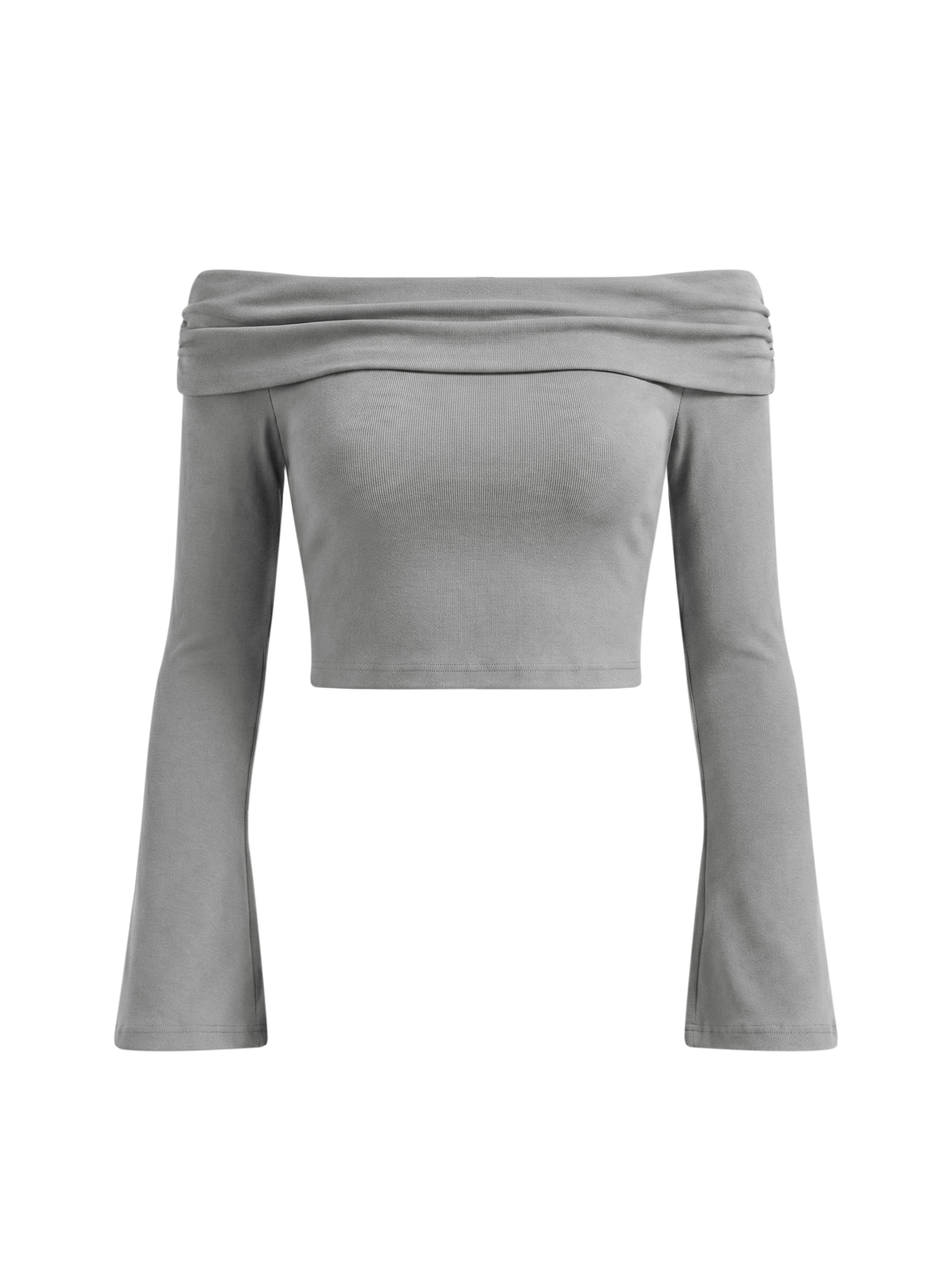Women's Off-the-Shoulder Bell Sleeve Crop T-Shirt – Slim Fit Fashion Top