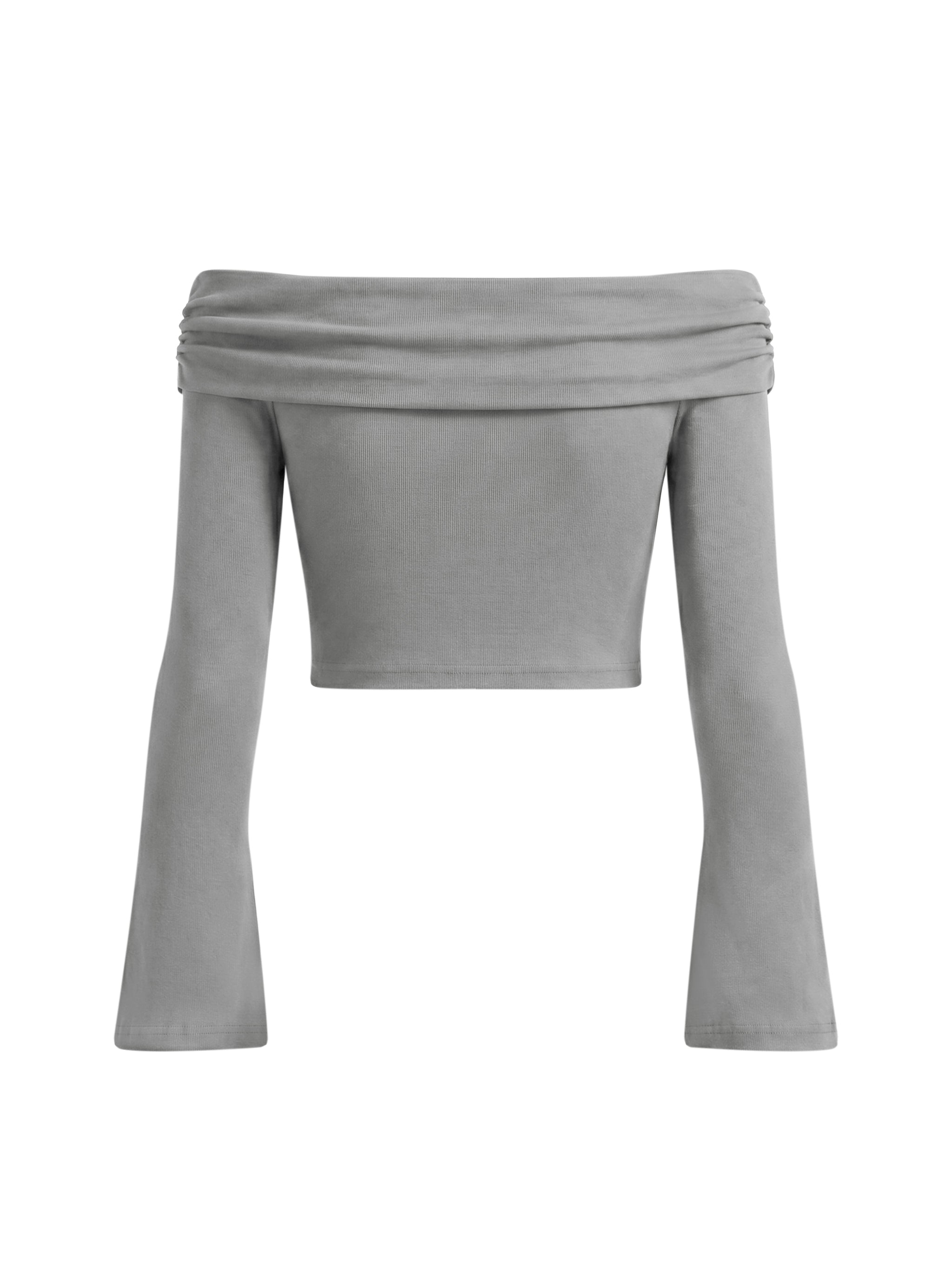 Women's Off-the-Shoulder Bell Sleeve Crop T-Shirt – Slim Fit Fashion Top