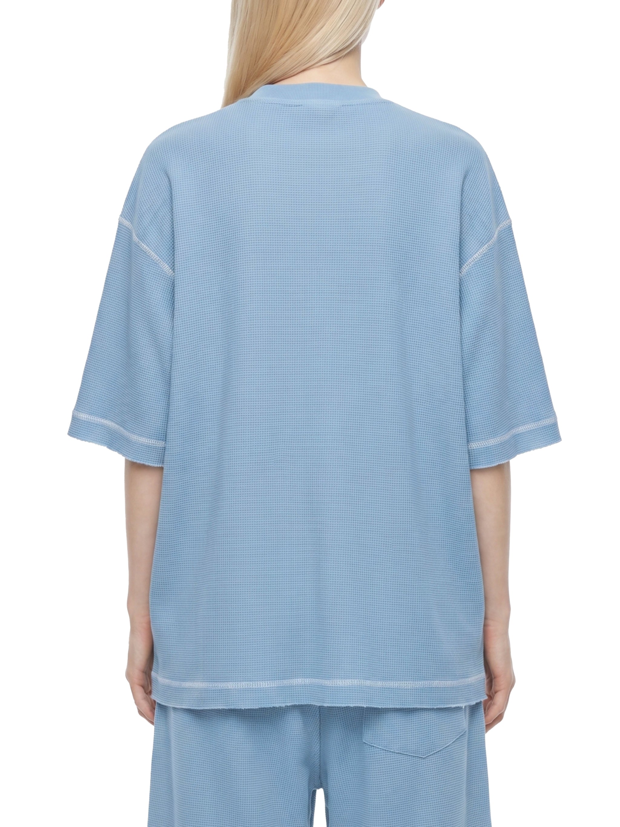 Unisex Vintage Sunfade Waffle Knit Boxy T-Shirt – Oversized Streetwear Tee