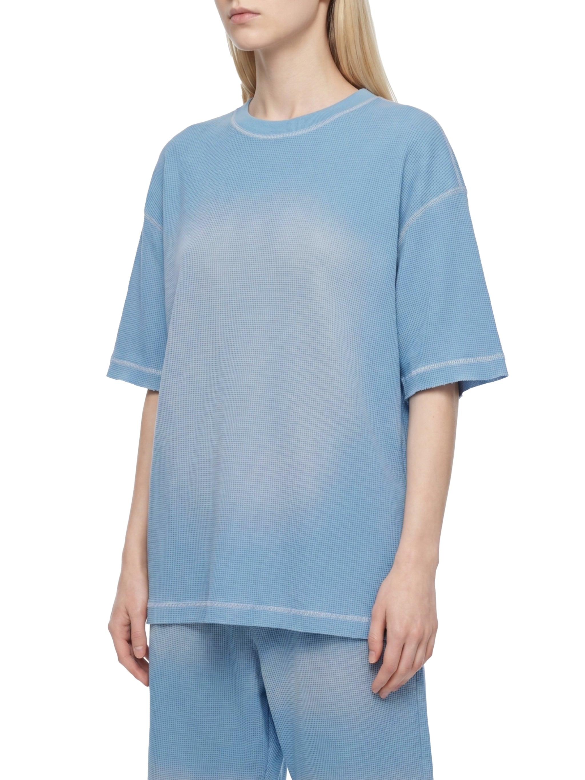 Unisex Vintage Sunfade Waffle Knit Boxy T-Shirt – Oversized Streetwear Tee