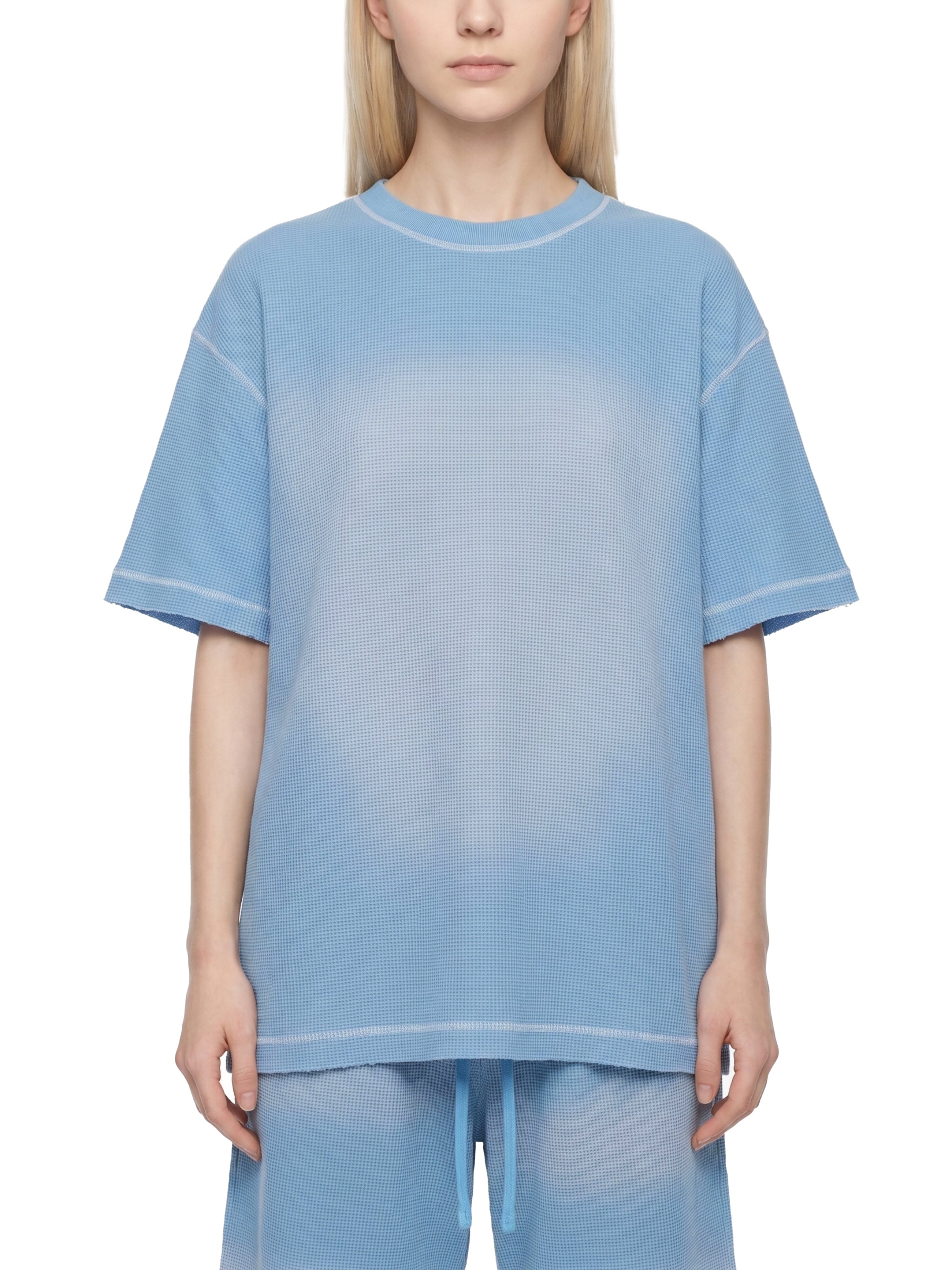 Unisex Vintage Sunfade Waffle Knit Boxy T-Shirt – Oversized Streetwear Tee