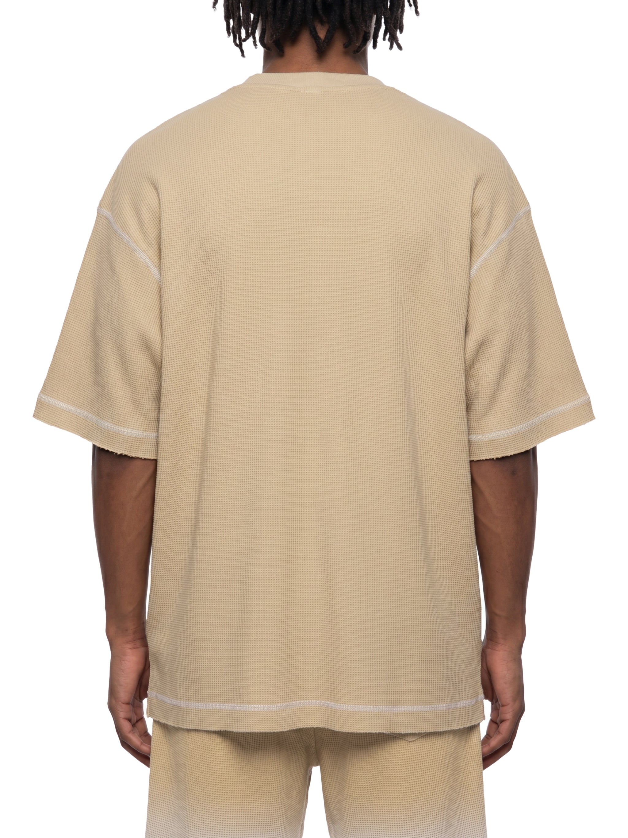 Unisex Vintage Sunfade Waffle Knit Boxy T-Shirt – Oversized Streetwear Tee
