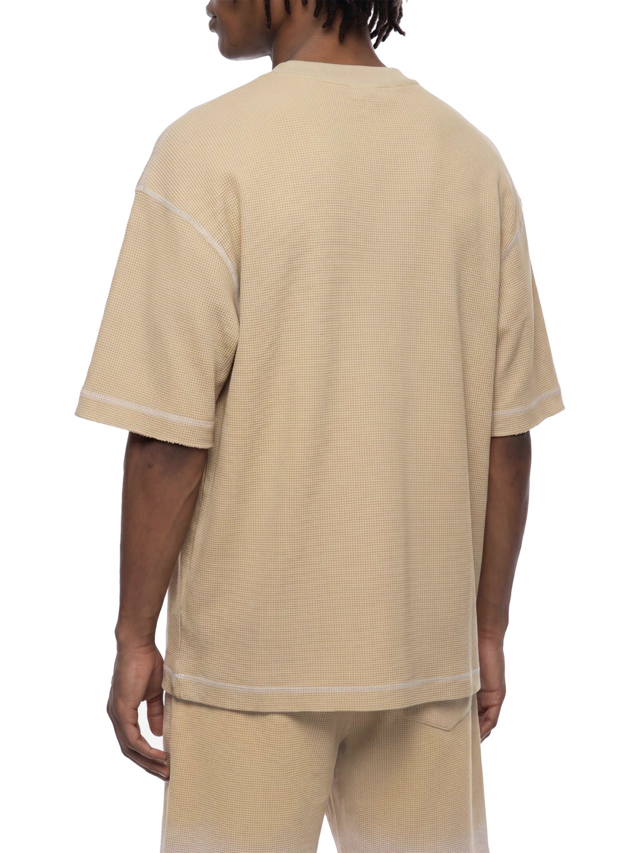 Unisex Vintage Sunfade Waffle Knit Boxy T-Shirt – Oversized Streetwear Tee
