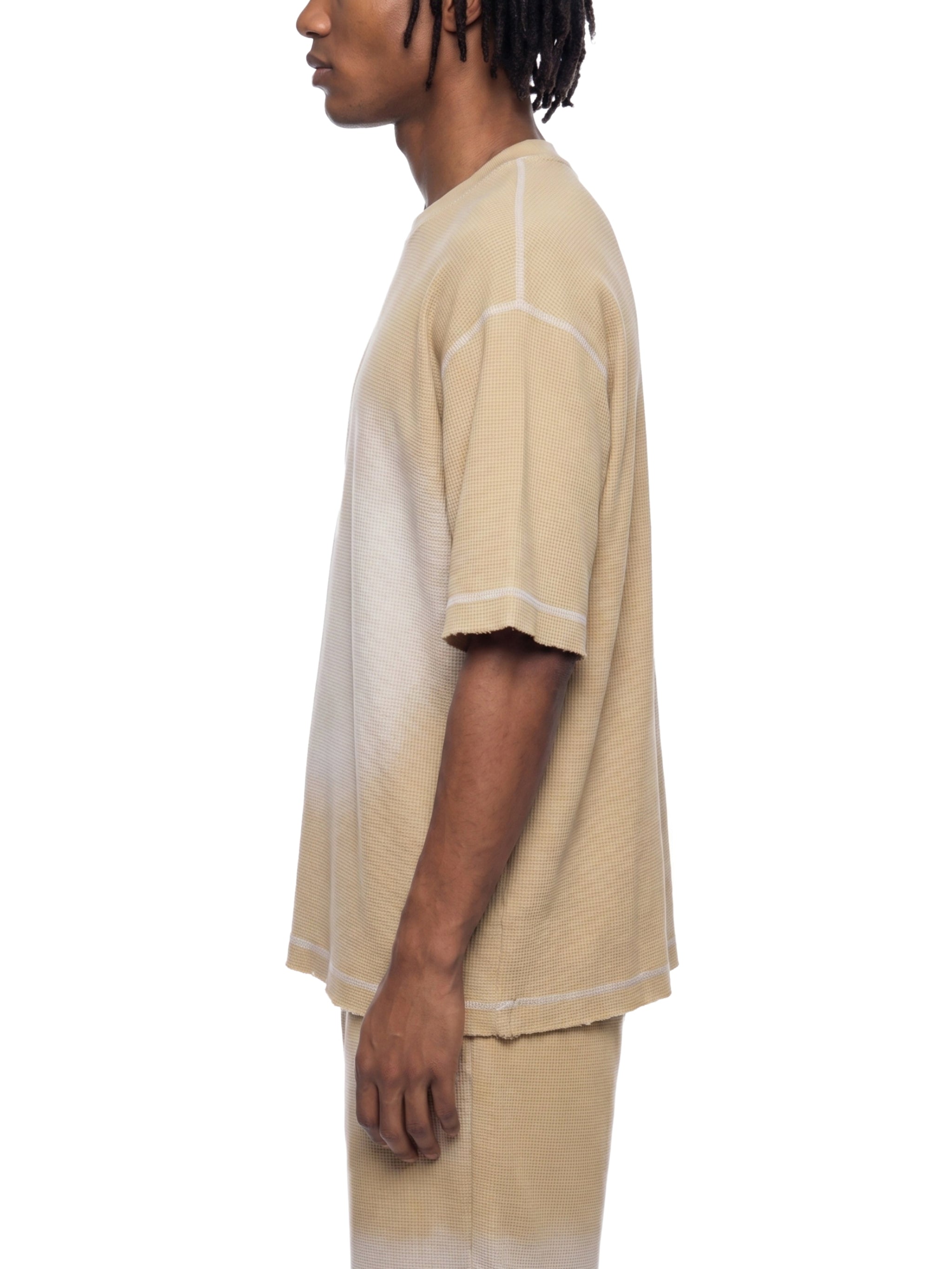 Unisex Vintage Sunfade Waffle Knit Boxy T-Shirt – Oversized Streetwear Tee