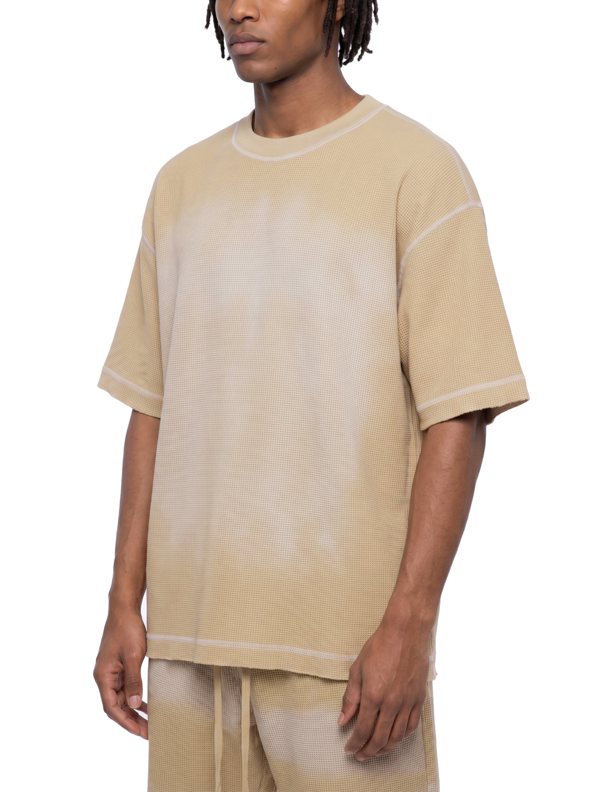 Unisex Vintage Sunfade Waffle Knit Boxy T-Shirt – Oversized Streetwear Tee