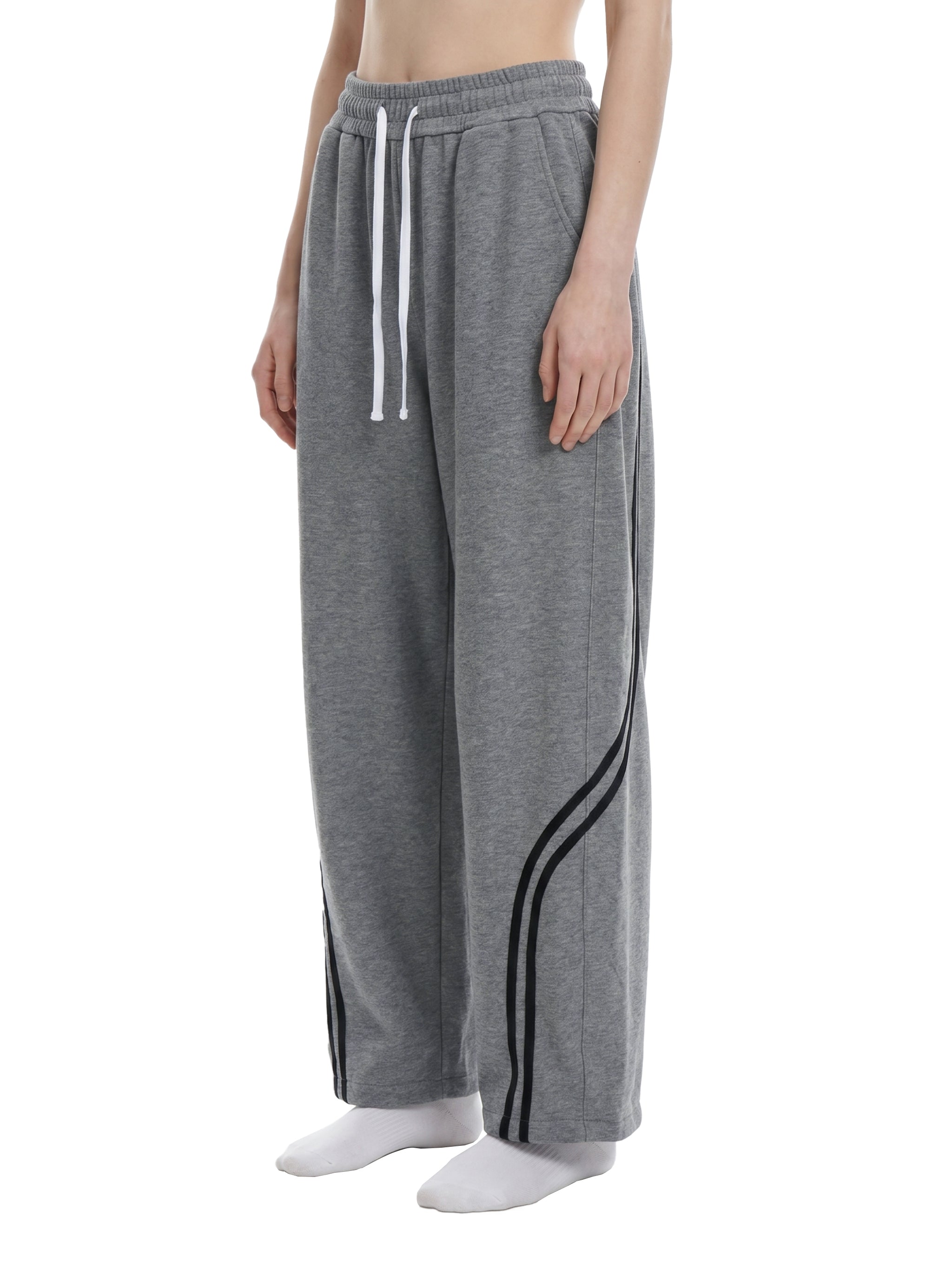 Unisex Wide Leg Piping Sweatpants – Oversized Relaxed Fit Streetwear Joggers