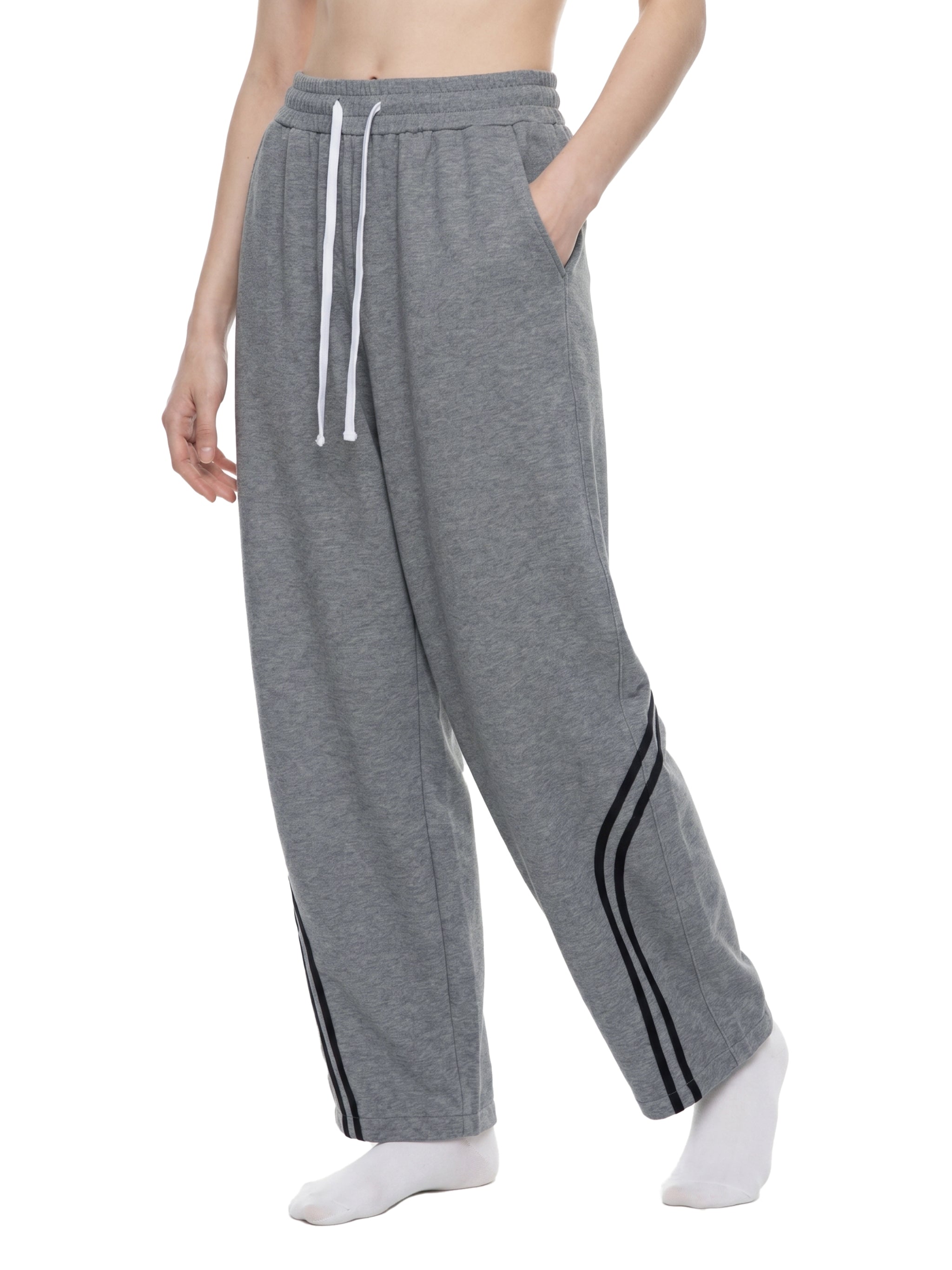 Unisex Wide Leg Piping Sweatpants – Oversized Relaxed Fit Streetwear Joggers