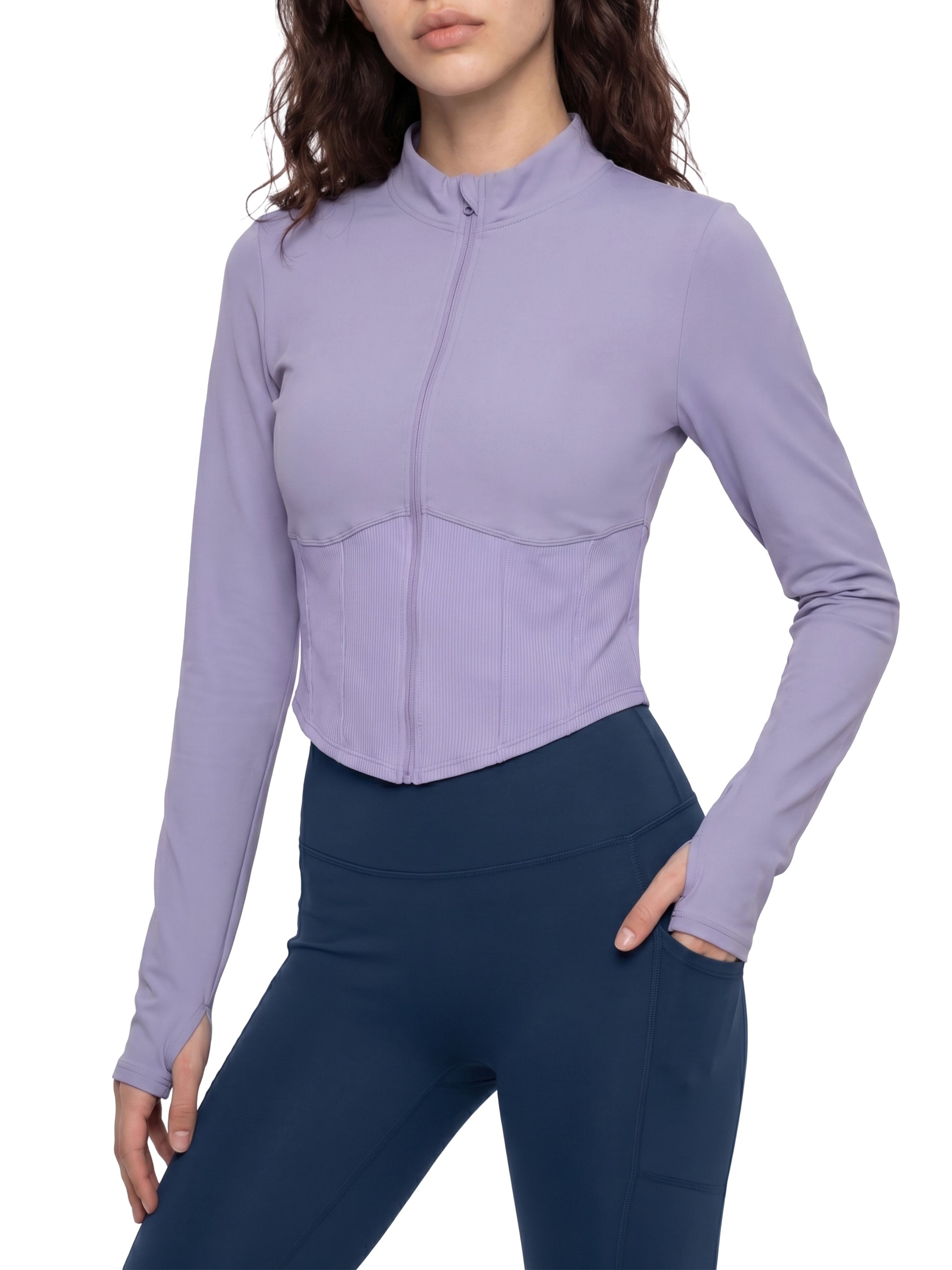 Women's Slim Fit Full-Zip Performance Jacket – Activewear Yoga Jacket