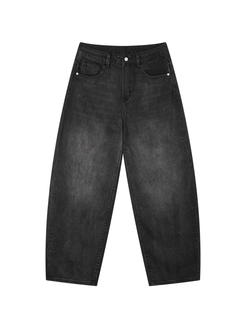 Men's Sunfade Vintage Wash Barrel Leg Jeans – Relaxed Fit Premium Denim Pants