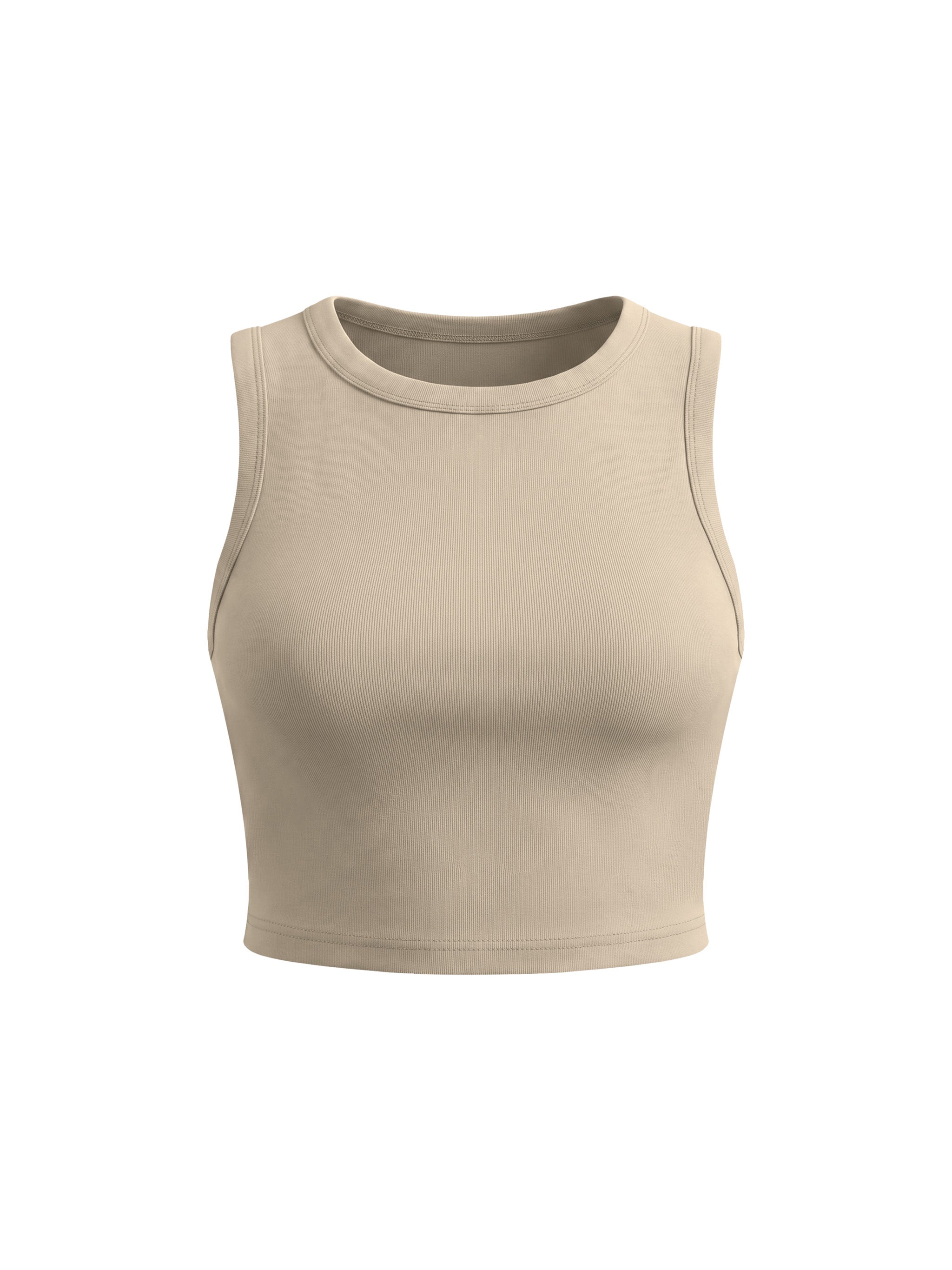Women's Tight Crew Neck Crop Tank Top – Slim Fit Essential Sleeveless Top