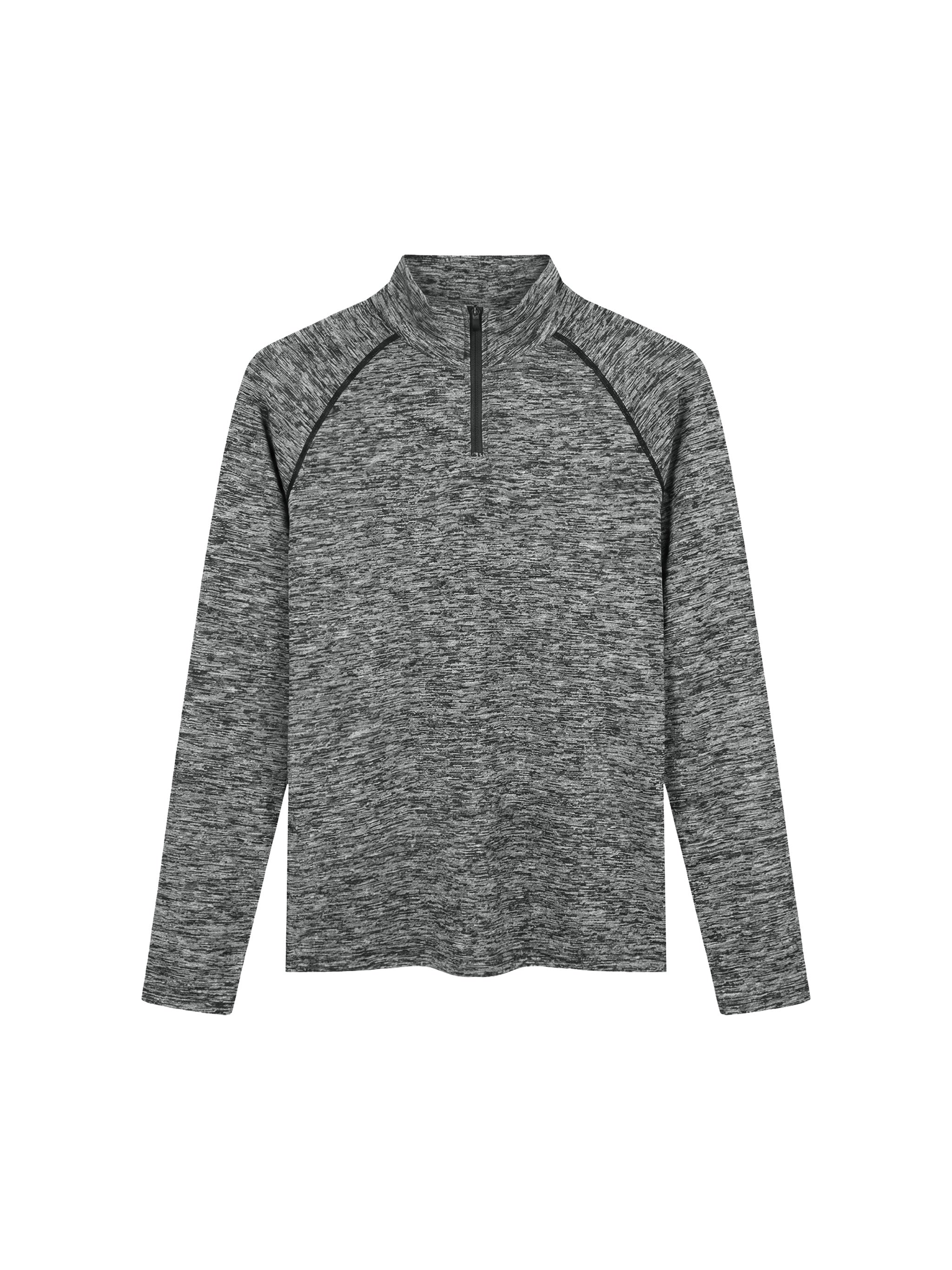Men's Quarter-Zip Performance Long Sleeve T-Shirt – Lightweight Athletic Training Top