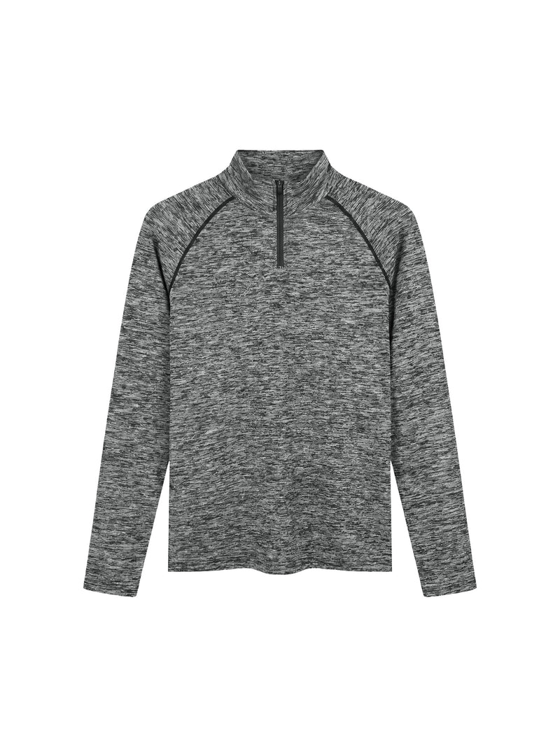 Men's Quarter-Zip Performance Long Sleeve T-Shirt – Lightweight Athletic Training Top