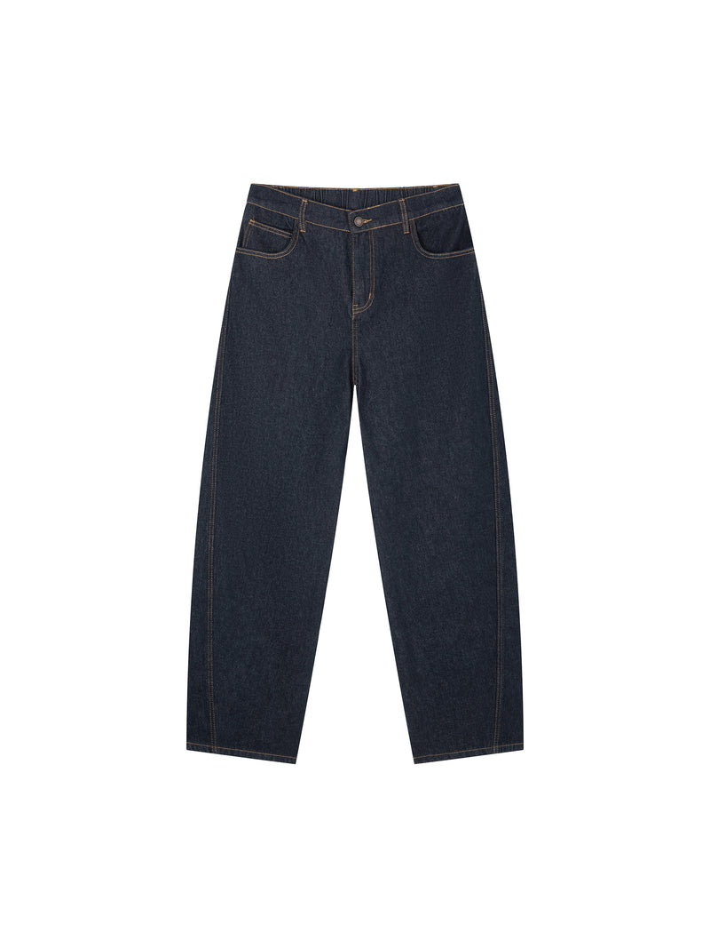 Men's Vintage Wash Barrel Leg Jeans – Relaxed Fit Premium Denim