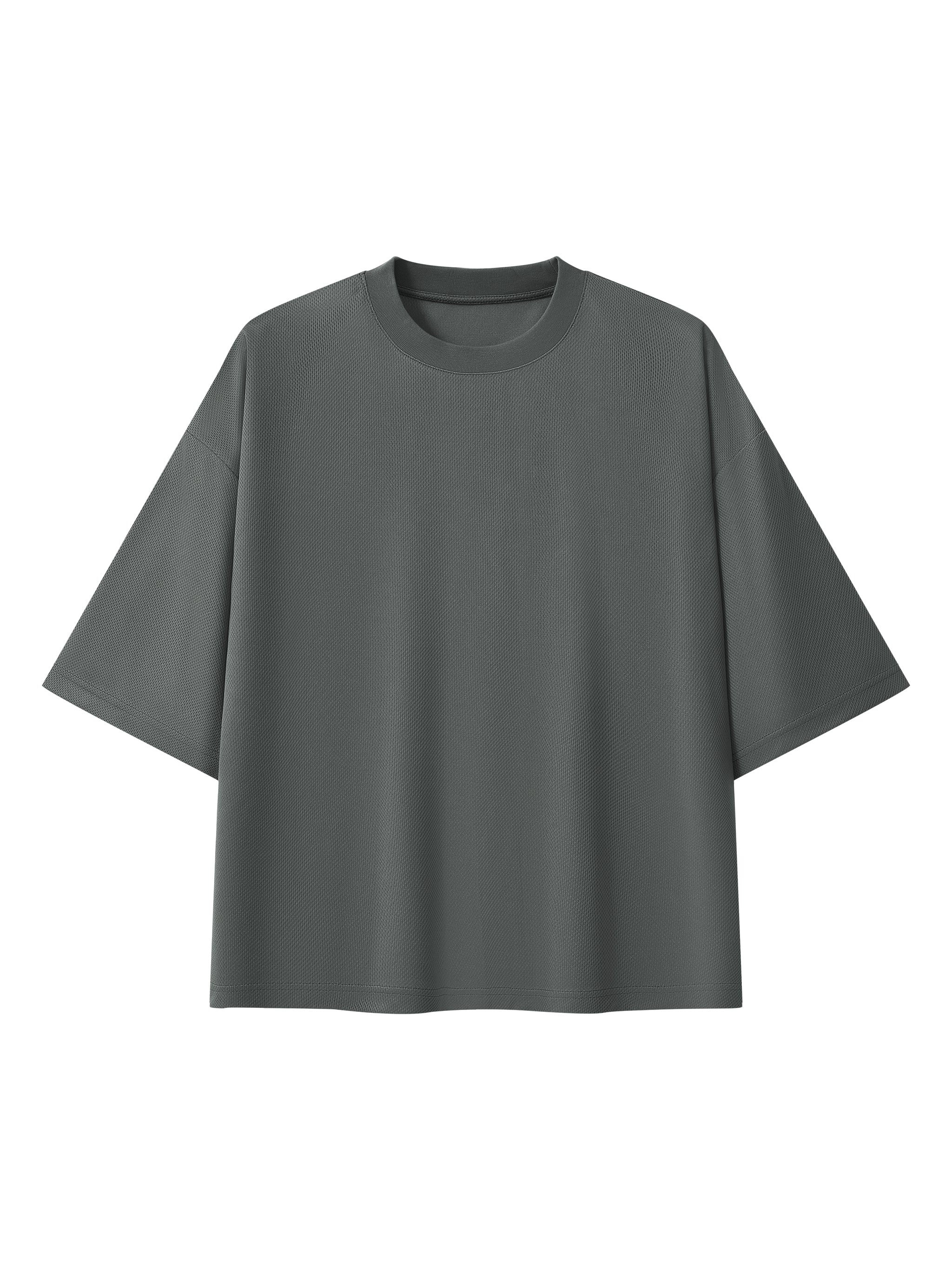 Unisex Boxy Mesh Crewneck T-Shirt – Oversized Breathable Streetwear Tee