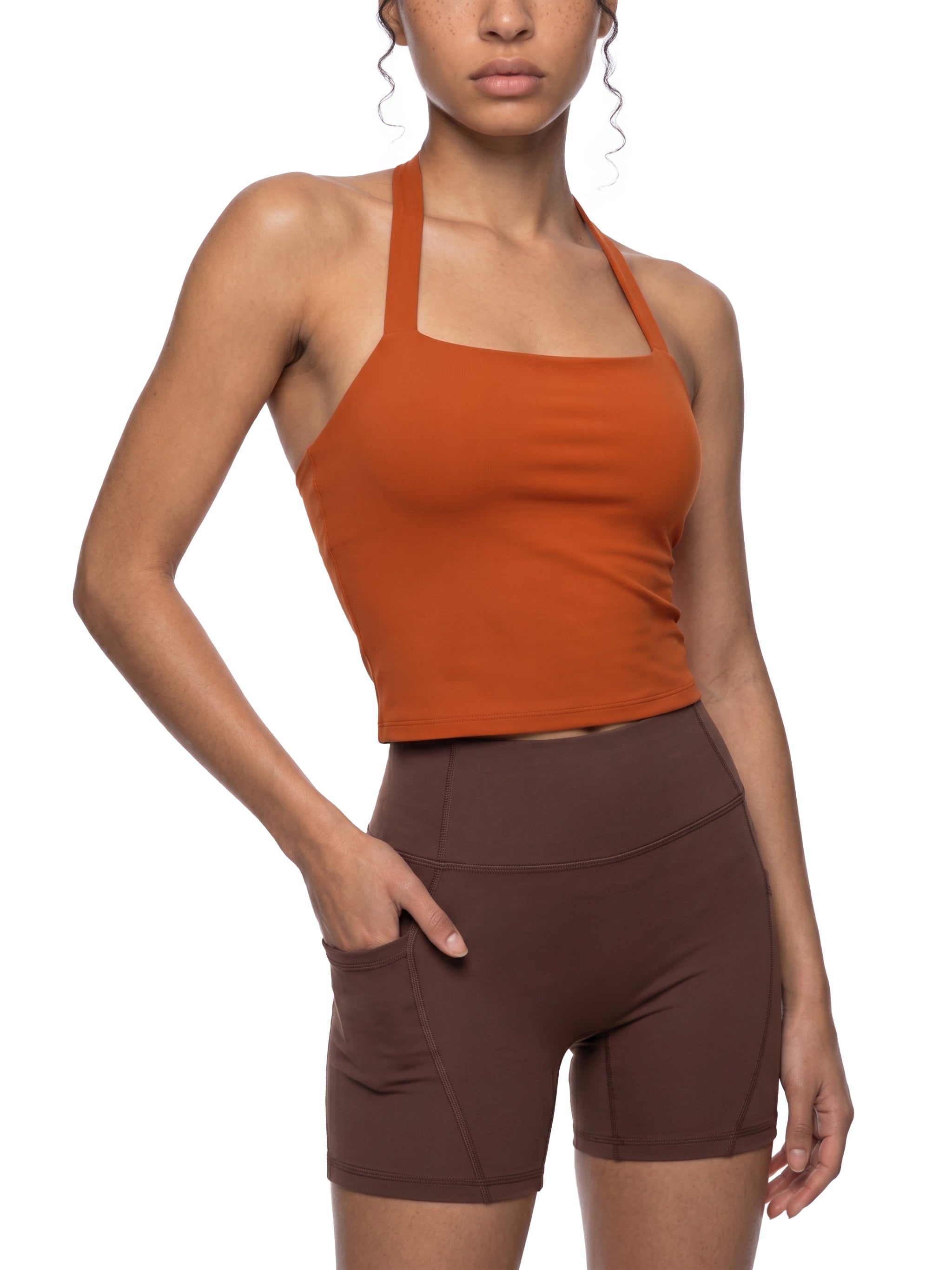 Women's Halter Crop Sports Bra – Medium Support Activewear Bra