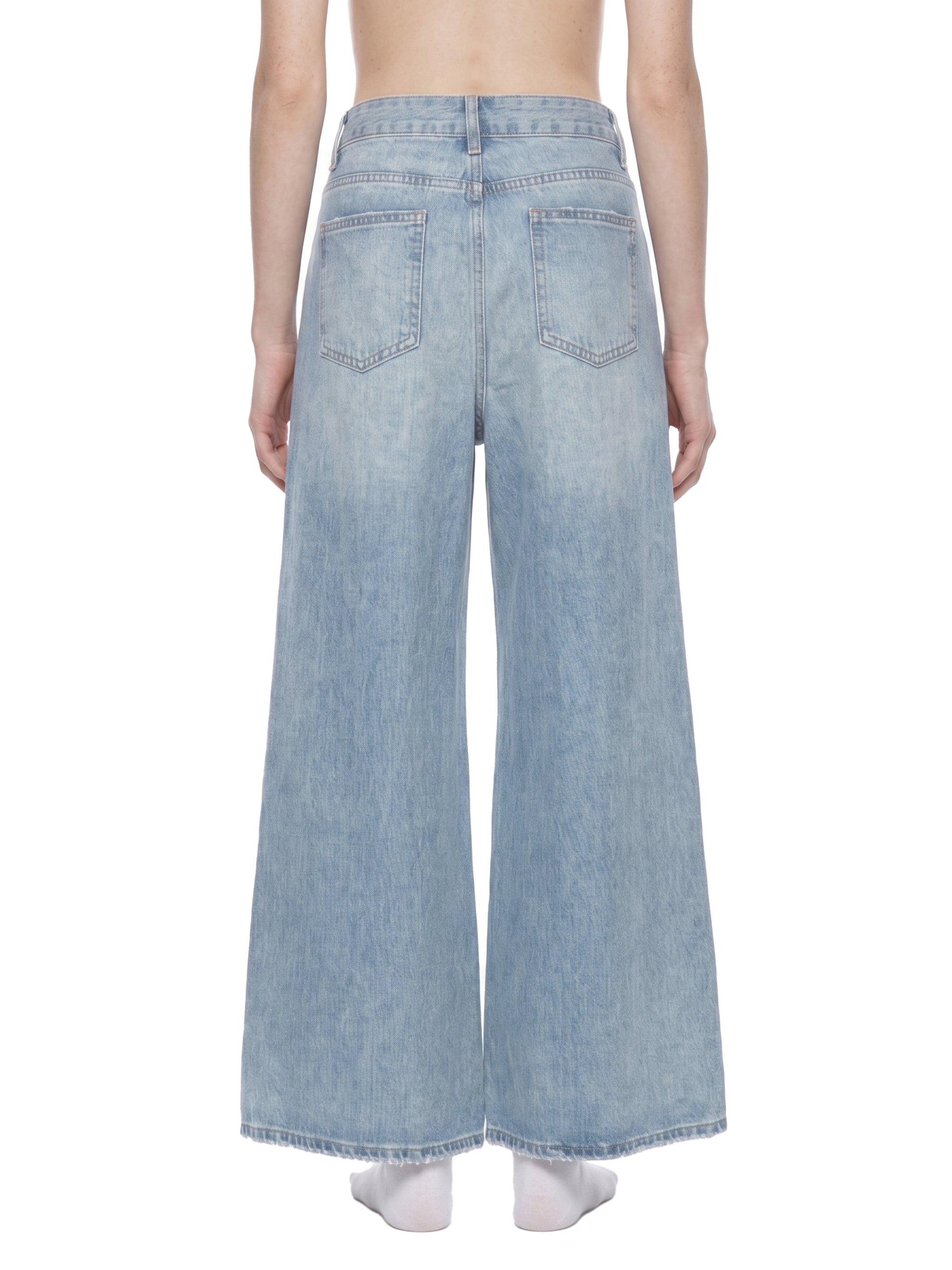 Women's Vintage Wash Distressed Wide Leg Jeans – High-Rise Relaxed Fit Denim