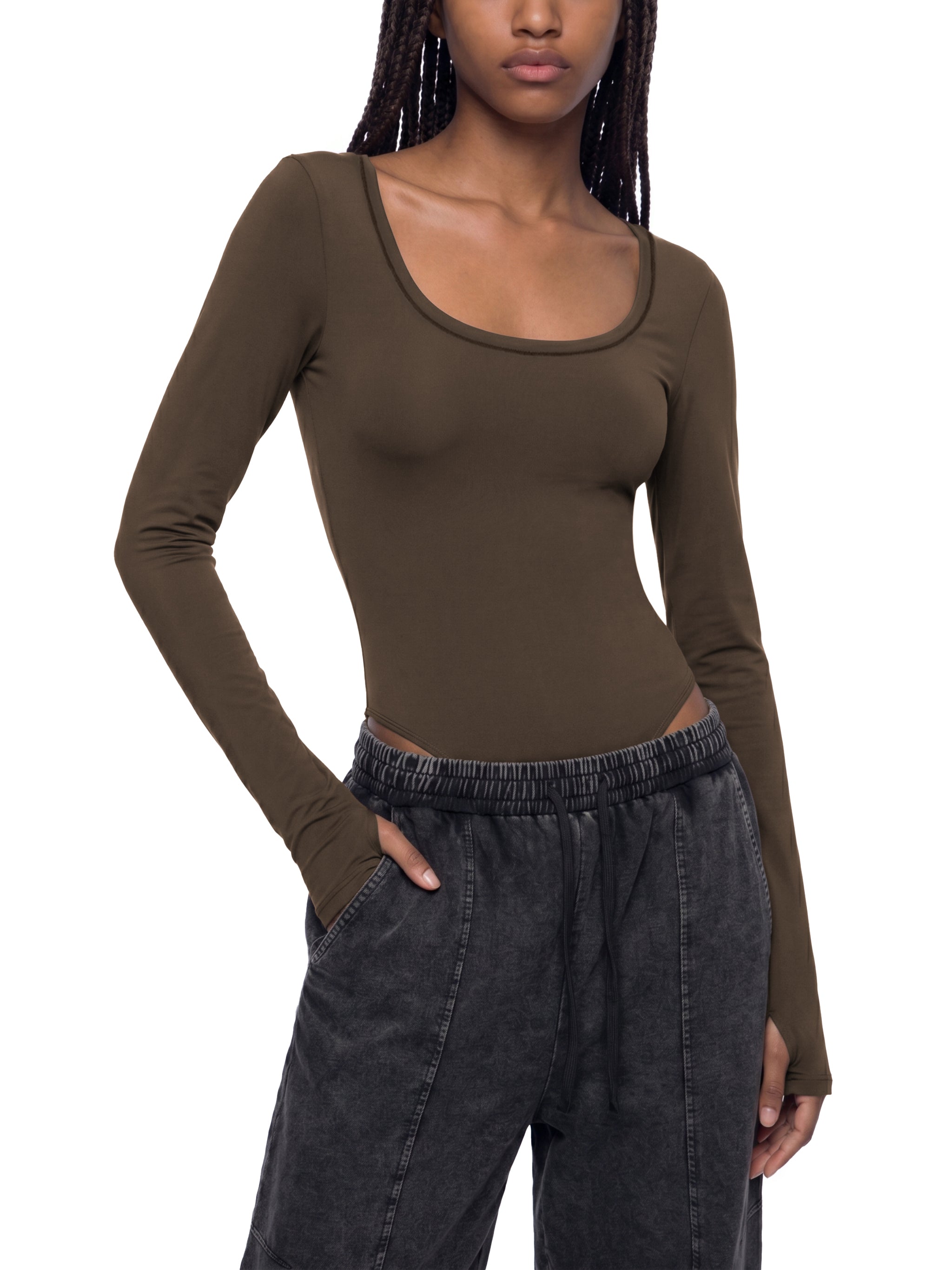 Women's Long Sleeve Performance Yoga Bodysuit – Sculpting Activewear One-Piece