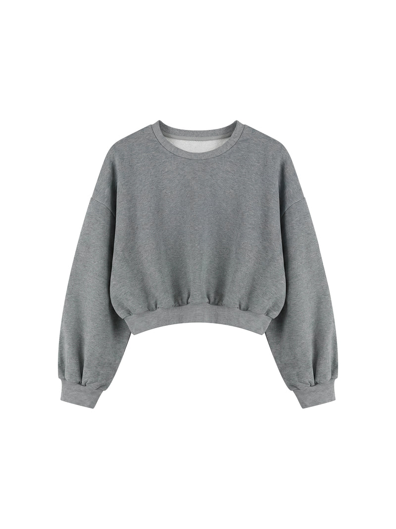 Women's Boxy Cropped Crewneck Sweatshirt – Oversized Casual Fleece Pullover