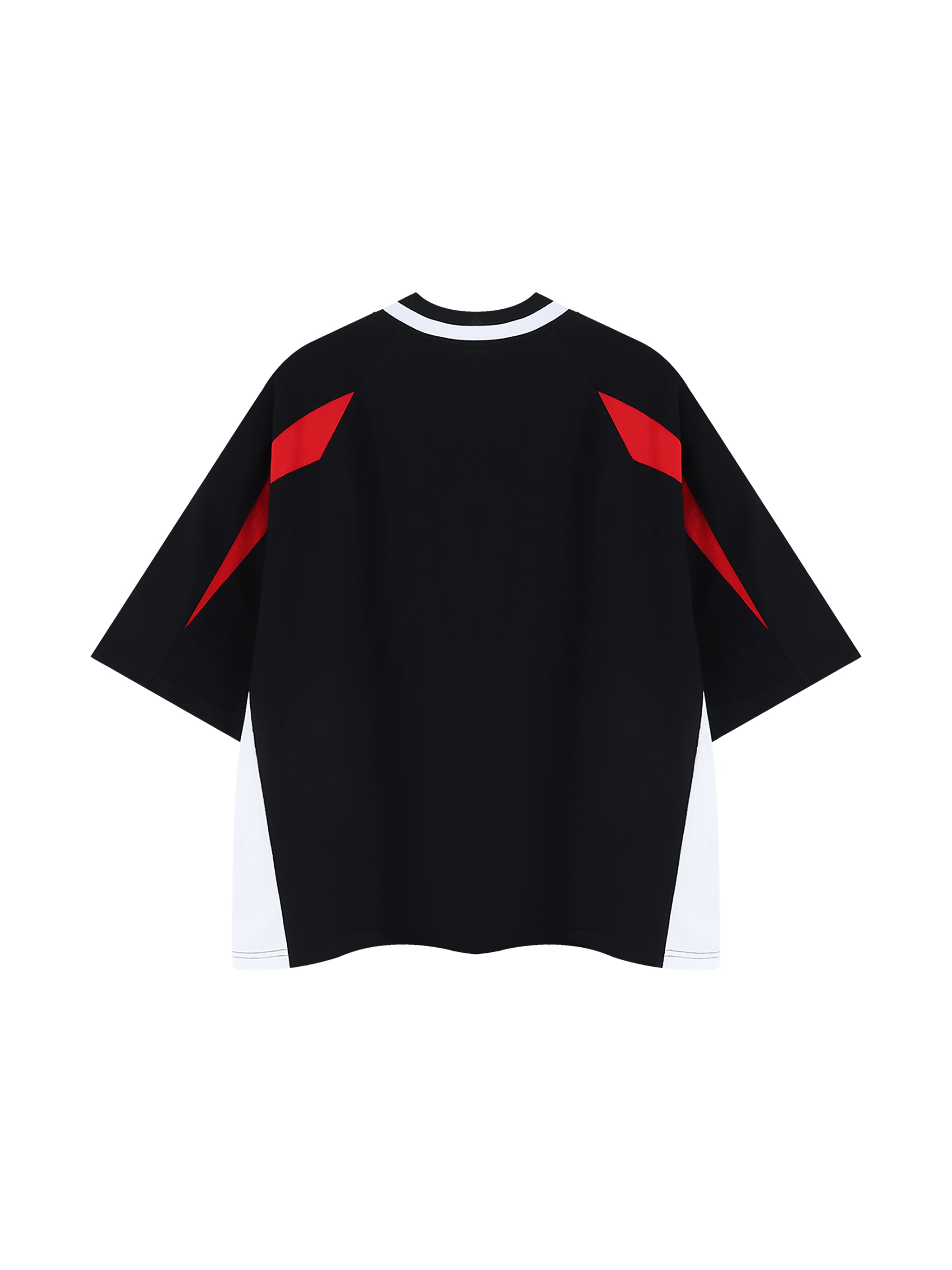 Unisex Oversized Color Block V-Neck T-Shirt – Retro Streetwear Contrast Tee