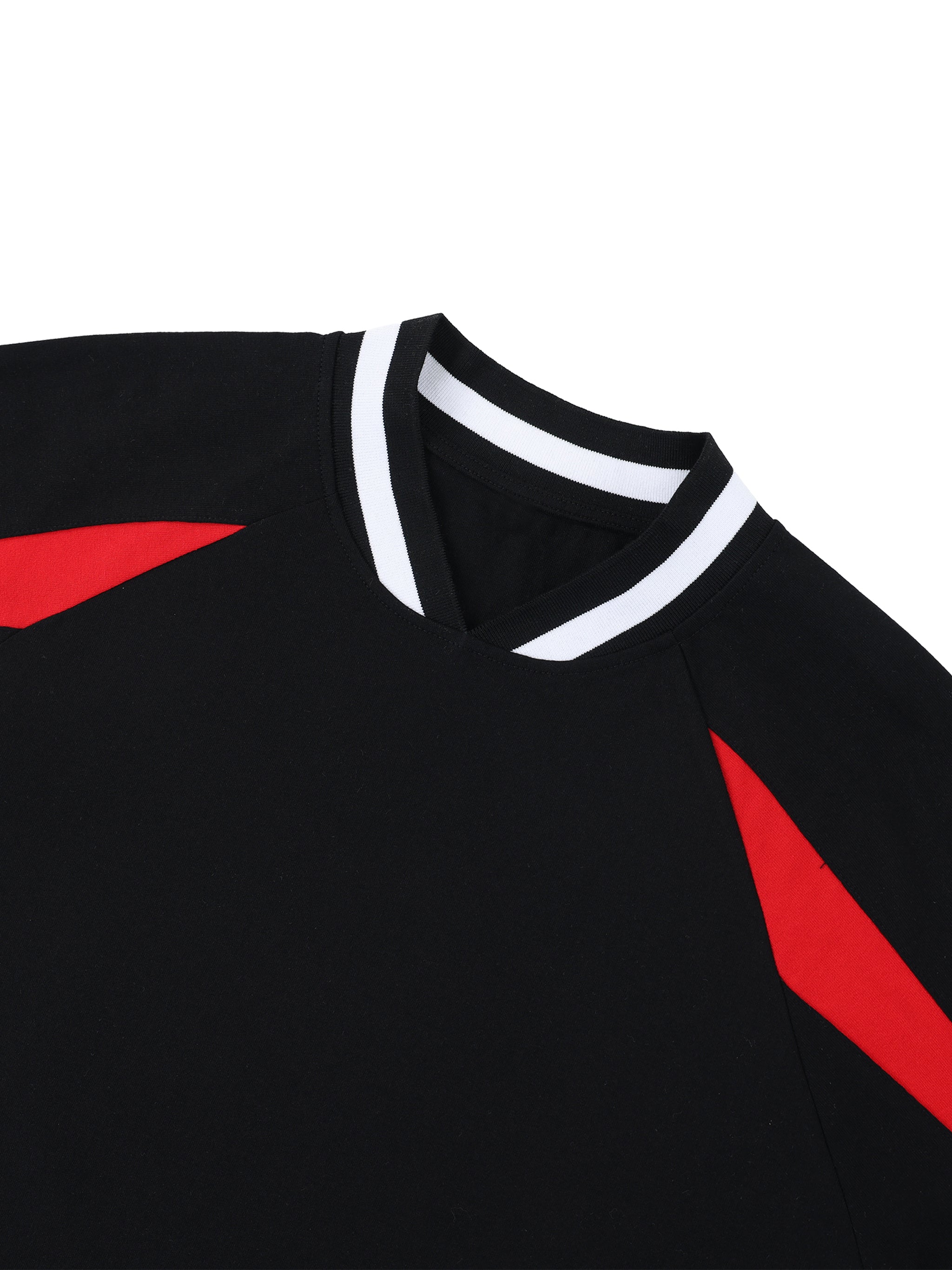 Unisex Oversized Color Block V-Neck T-Shirt – Retro Streetwear Contrast Tee